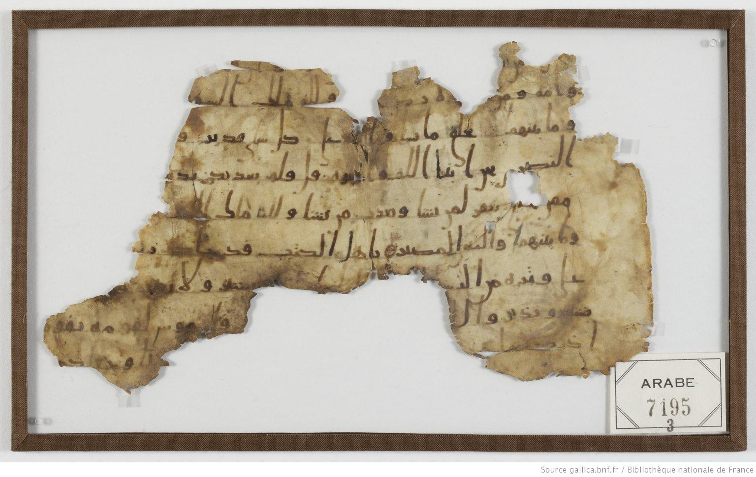 London, The British Library, Or. 2165 (Scan 3), in ḥiǧāzī II script, showing Surah 5:20 from Mid 7th to Mid 8th Century AD found in Fustat (Old Cairo), Egypt, currently housed at The British Library, London