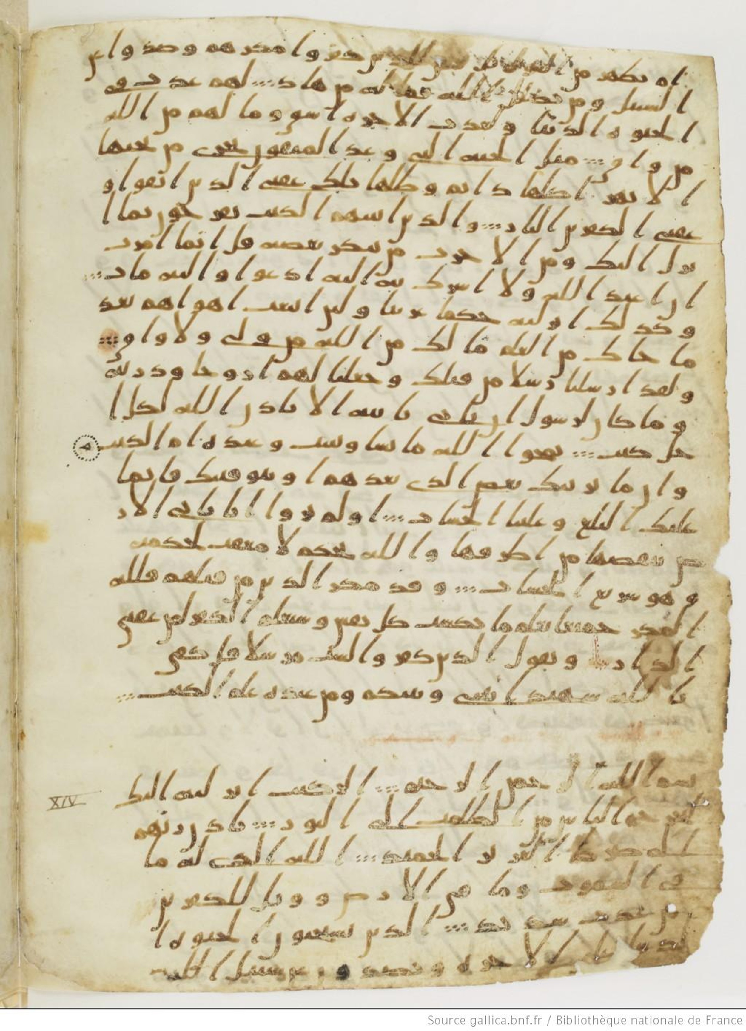 London, The British Library, Or. 2165 (Scan 2), in ḥiǧāzī II script, showing Surah 13:39 from Mid 7th to Mid 8th Century AD found in Fustat (Old Cairo), Egypt, currently housed at The British Library, London