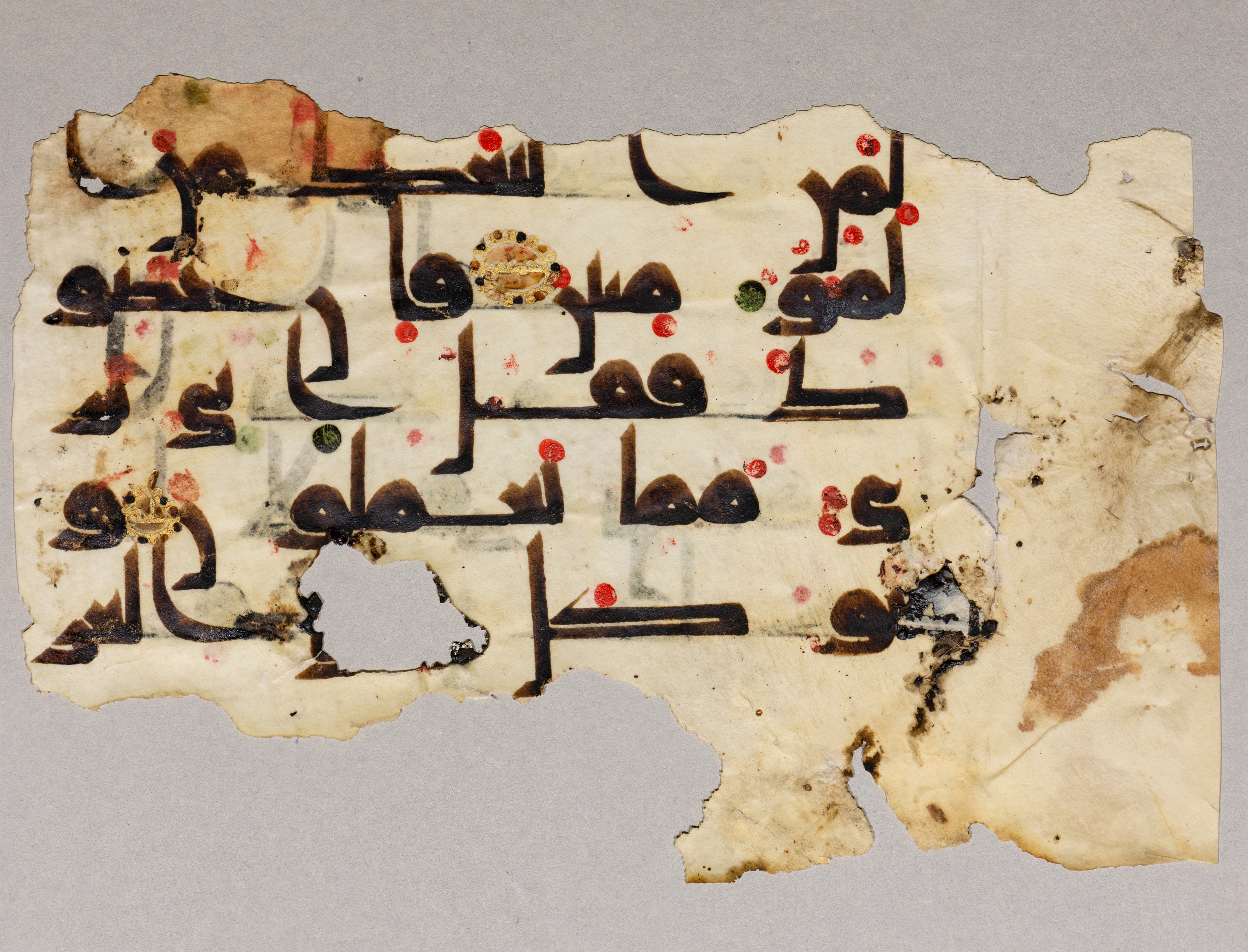 London, The British Library, Or. 2165 (Scan 1), in ḥiǧāzī II script, showing Surah 26:217 from Mid 7th to Mid 8th Century AD found in Fustat (Old Cairo), Egypt, currently housed at The British Library, London