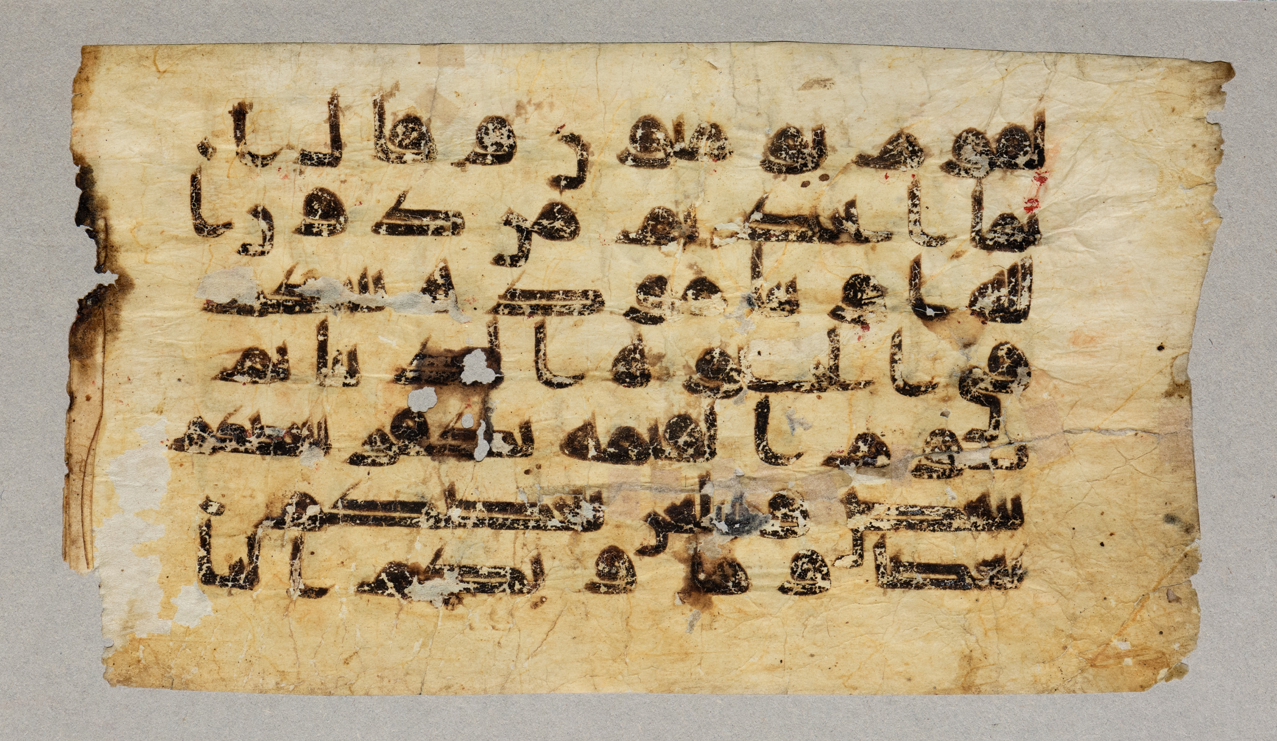 London, The British Library, Or. 2165 (Scan 2), in ḥiǧāzī II script, showing Surah 29:24 from Mid 7th to Mid 8th Century AD found in Fustat (Old Cairo), Egypt, currently housed at The British Library, London
