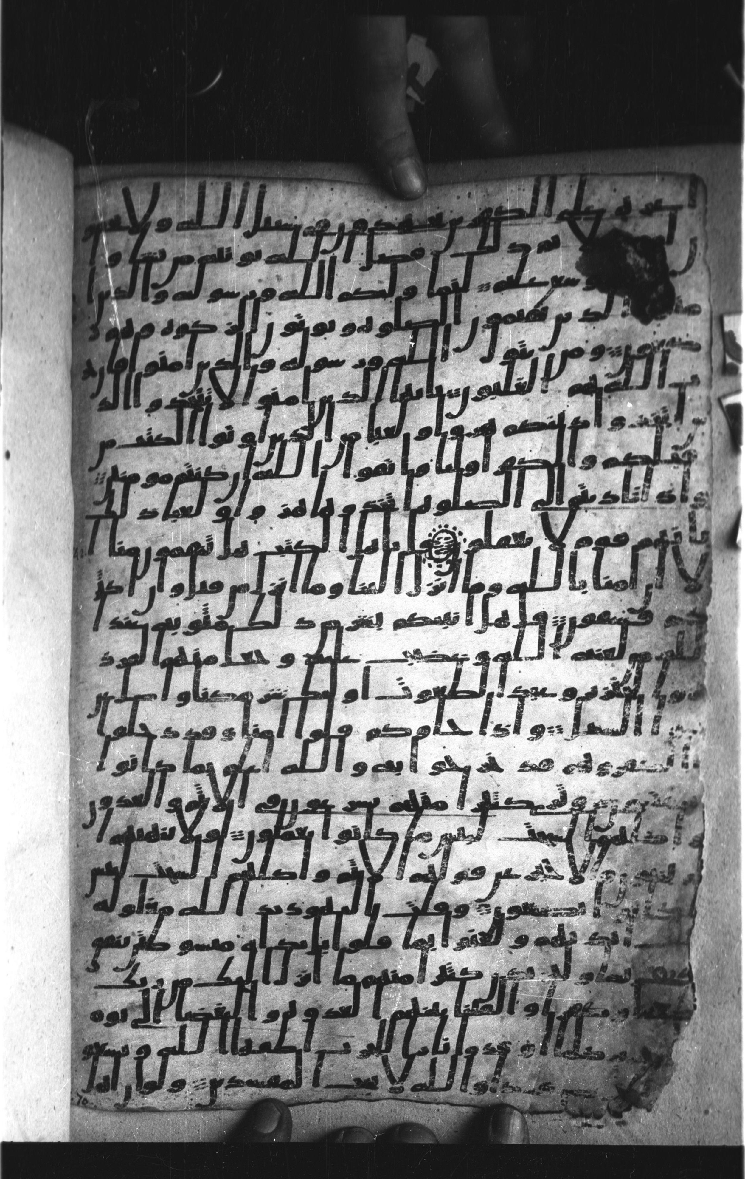 London, The British Library, Or. 2165 (Scan 1), in ḥiǧāzī II script, showing Surah 5:65 from Mid 7th to Mid 8th Century AD found in Fustat (Old Cairo), Egypt, currently housed at The British Library, London