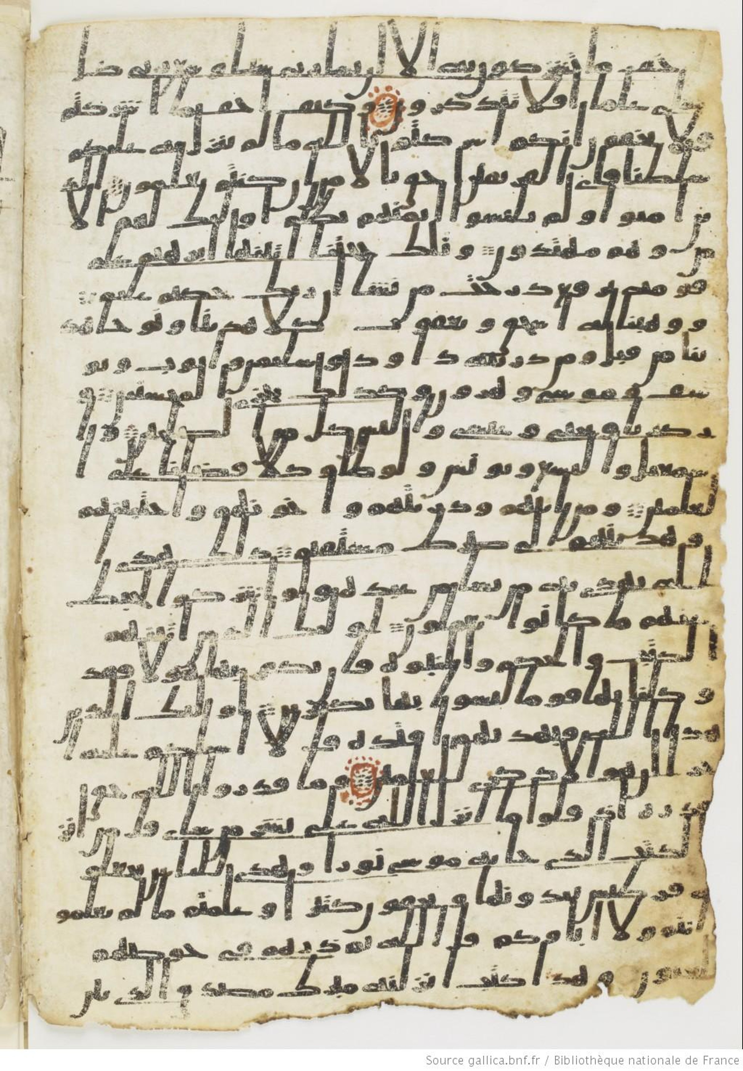 London, The British Library, Or. 2165 (Scan 4), in ḥiǧāzī II script, showing Surah 6:83 from Mid 7th to Mid 8th Century AD found in Fustat (Old Cairo), Egypt, currently housed at The British Library, London