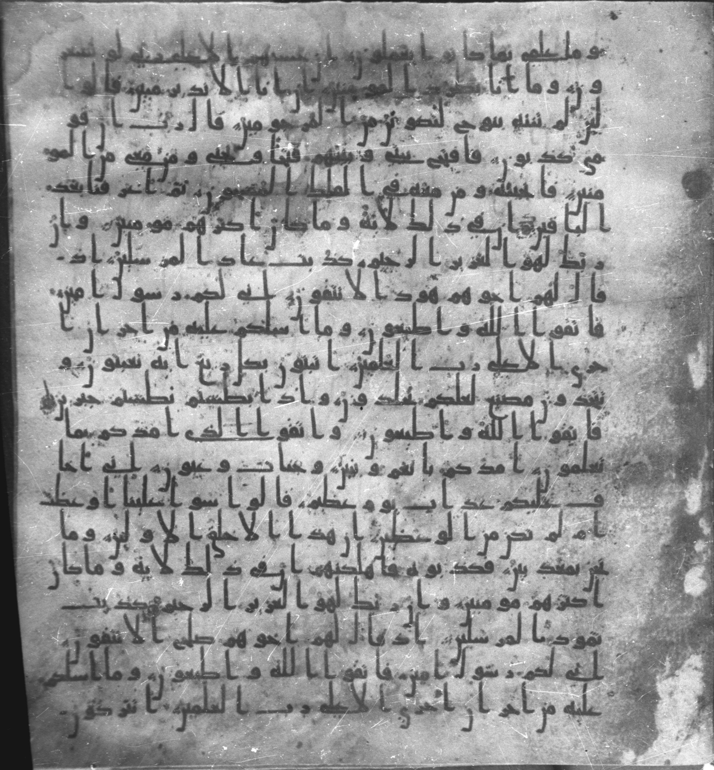 Staatsbibliothek zu Berlin, Ms. or. fol. 4313 (Scan 1), in Ḥiǧāzī (close to type II) script, showing Surah 26:113 from Mid to Late 7th Century AD found in Fustat (Old Cairo), Egypt, currently housed at Staatsbibliothek zu Berlin, Berlin
