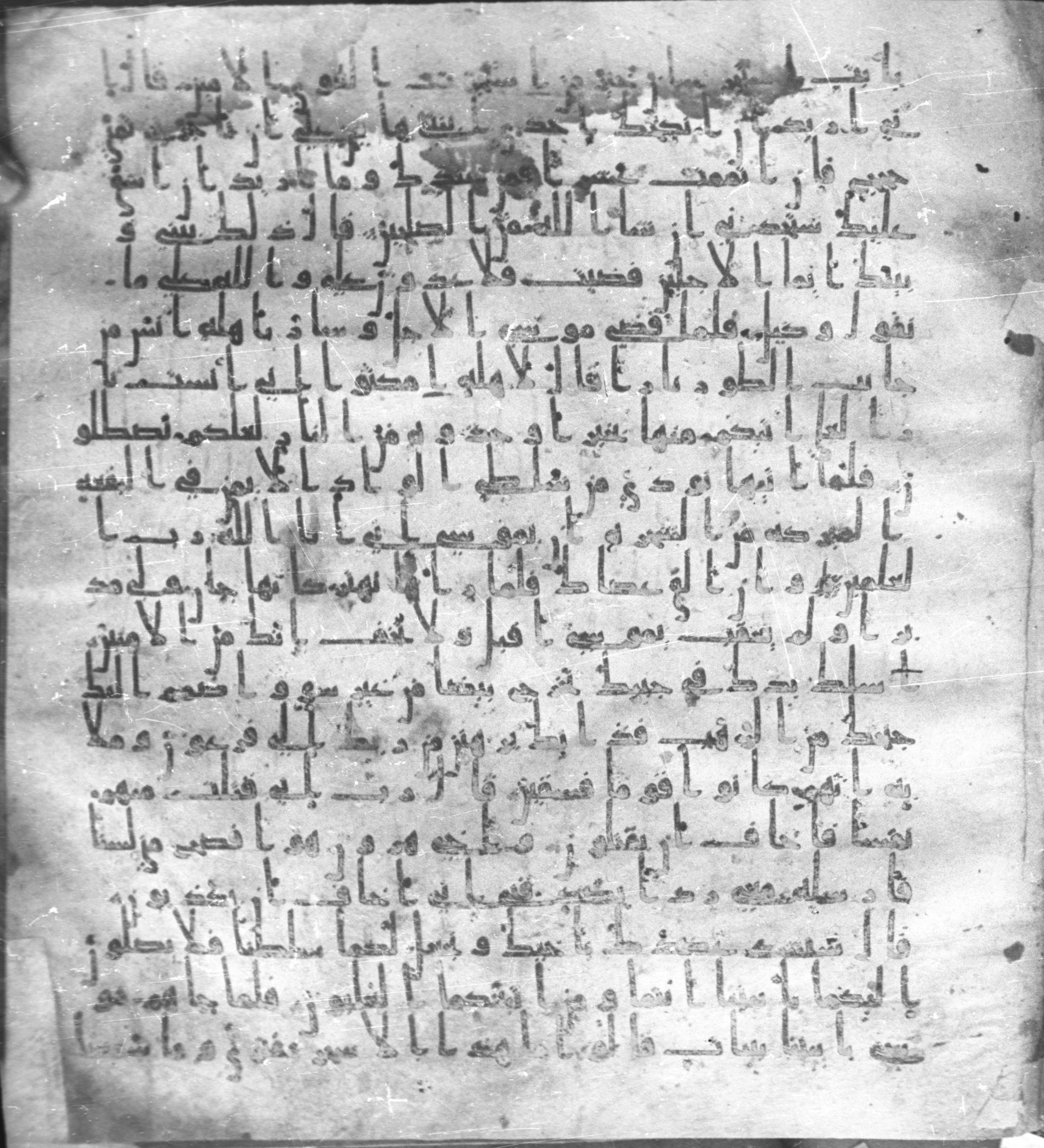 Staatsbibliothek zu Berlin, Ms. or. fol. 4313 (Scan 1), in Ḥiǧāzī (close to type II) script, showing Surah 28:32 from Mid to Late 7th Century AD found in Fustat (Old Cairo), Egypt, currently housed at Staatsbibliothek zu Berlin, Berlin