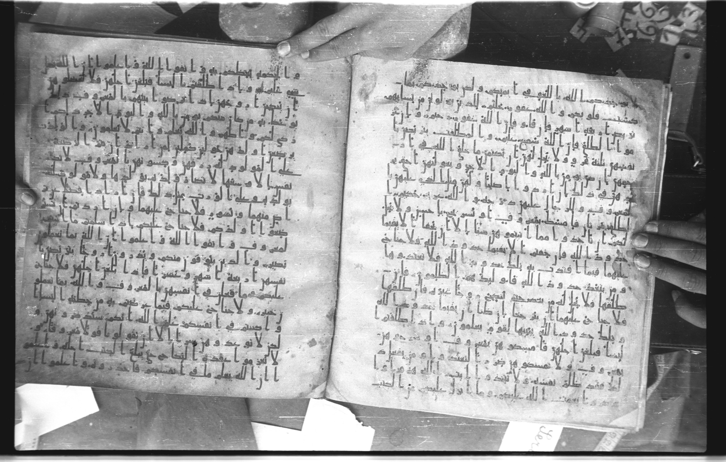 Staatsbibliothek zu Berlin, Ms. or. fol. 4313 (Scan 3), in Ḥiǧāzī (close to type II) script, showing Surah 2:231 from Mid to Late 7th Century AD found in Fustat (Old Cairo), Egypt, currently housed at Staatsbibliothek zu Berlin, Berlin
