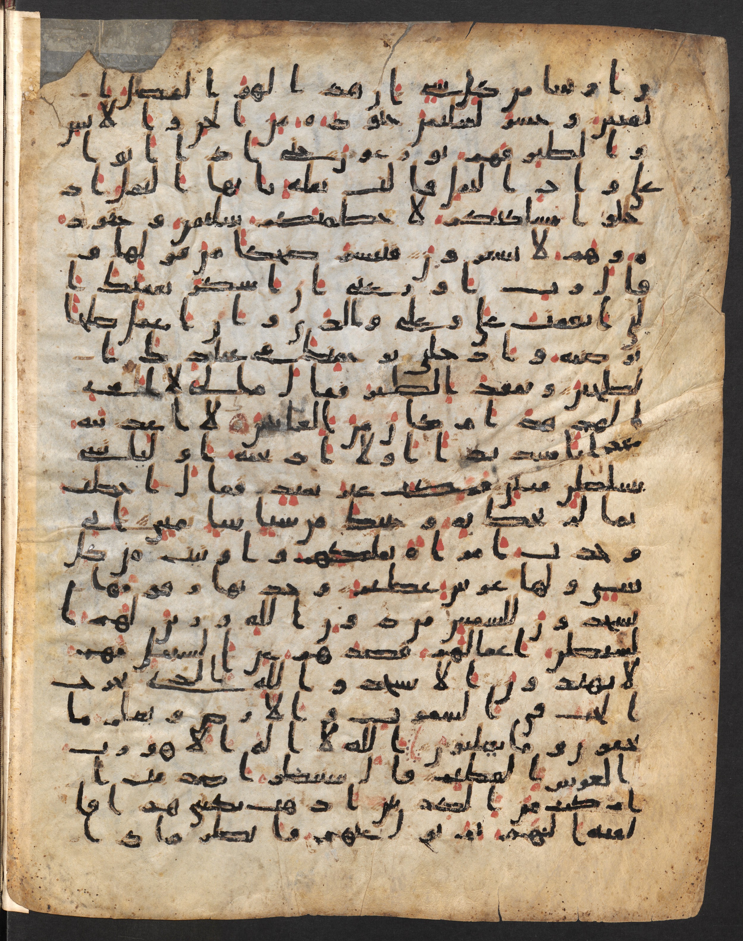 Staatsbibliothek zu Berlin, Ms. or. fol. 4313 (Scan 4), in Ḥiǧāzī (close to type II) script, showing Surah 27:21 from Mid to Late 7th Century AD found in Fustat (Old Cairo), Egypt, currently housed at Staatsbibliothek zu Berlin, Berlin