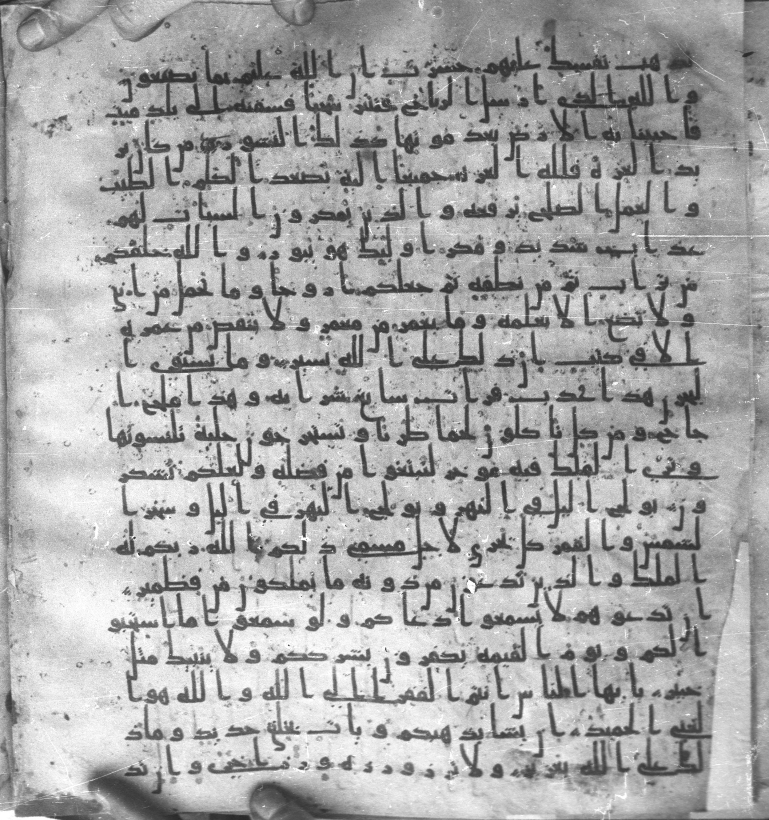 Staatsbibliothek zu Berlin, Ms. or. fol. 4313 (Scan 2), in Ḥiǧāzī (close to type II) script, showing Surah 35:9 from Mid to Late 7th Century AD found in Fustat (Old Cairo), Egypt, currently housed at Staatsbibliothek zu Berlin, Berlin