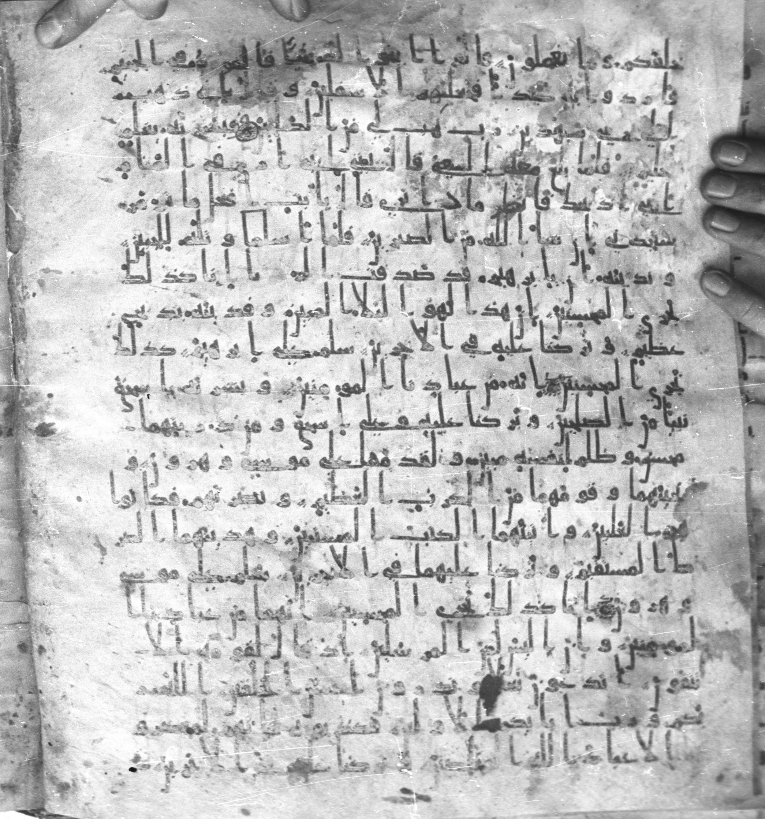 Staatsbibliothek zu Berlin, Ms. or. fol. 4313 (Scan 2), in Ḥiǧāzī (close to type II) script, showing Surah 37:113 from Mid to Late 7th Century AD found in Fustat (Old Cairo), Egypt, currently housed at Staatsbibliothek zu Berlin, Berlin