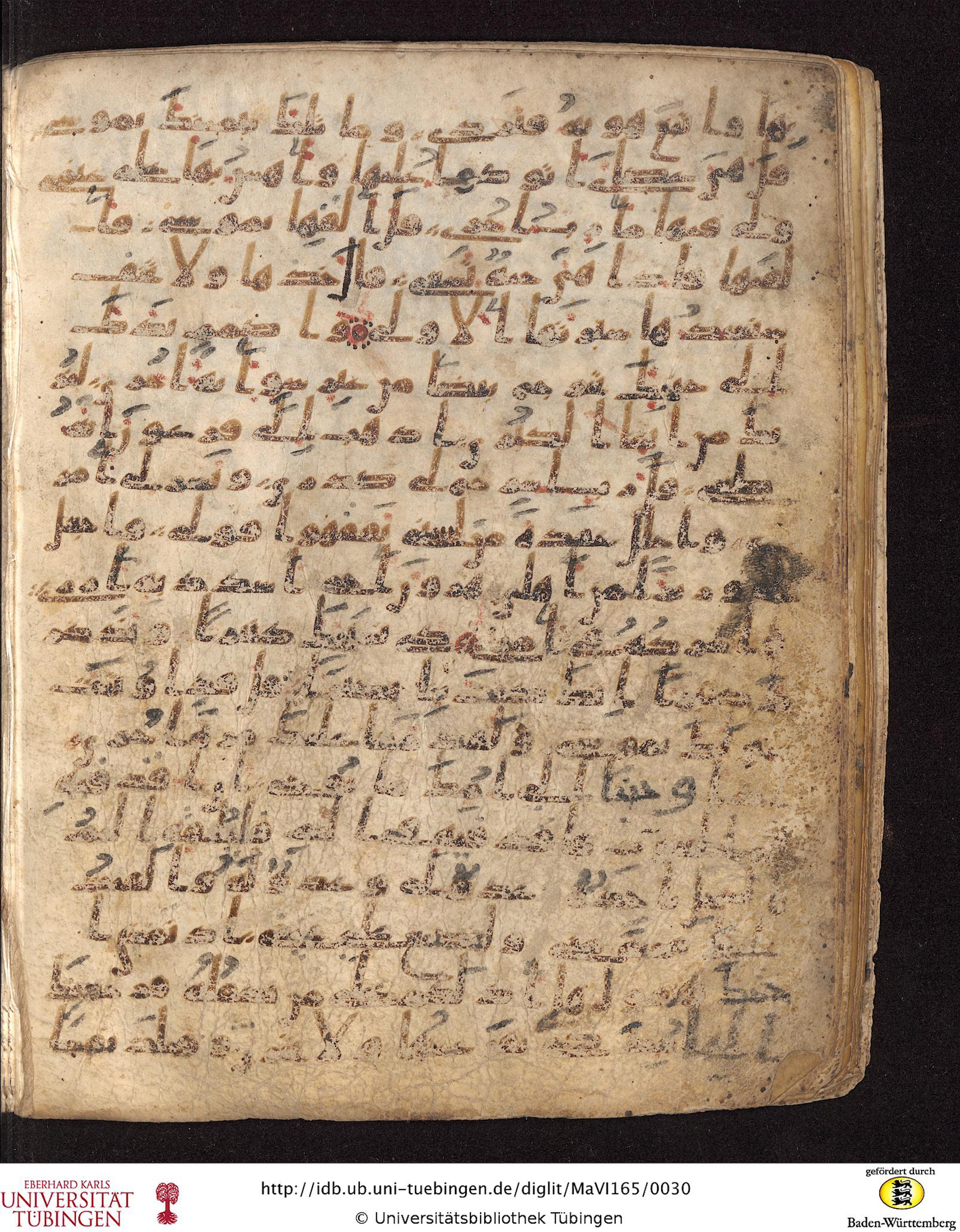 Staatsbibliothek zu Berlin, Ms. or. fol. 4313 (Scan 4), in Ḥiǧāzī (close to type II) script, showing Surah 20:21 from Mid to Late 7th Century AD found in Fustat (Old Cairo), Egypt, currently housed at Staatsbibliothek zu Berlin, Berlin