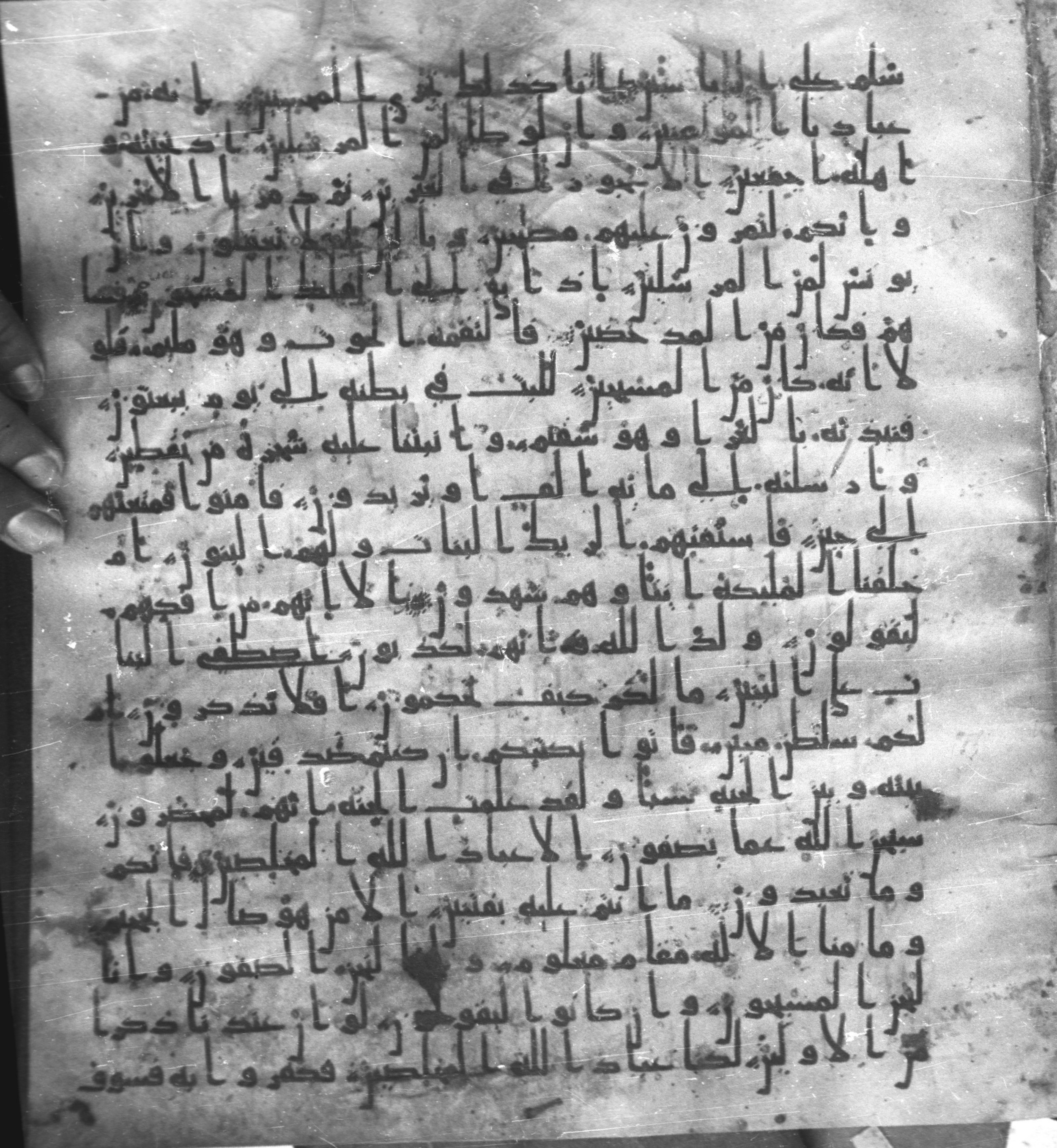 Staatsbibliothek zu Berlin, Ms. or. fol. 4313 (Scan 2), in Ḥiǧāzī (close to type II) script, showing Surah 37:136 from Mid to Late 7th Century AD found in Fustat (Old Cairo), Egypt, currently housed at Staatsbibliothek zu Berlin, Berlin