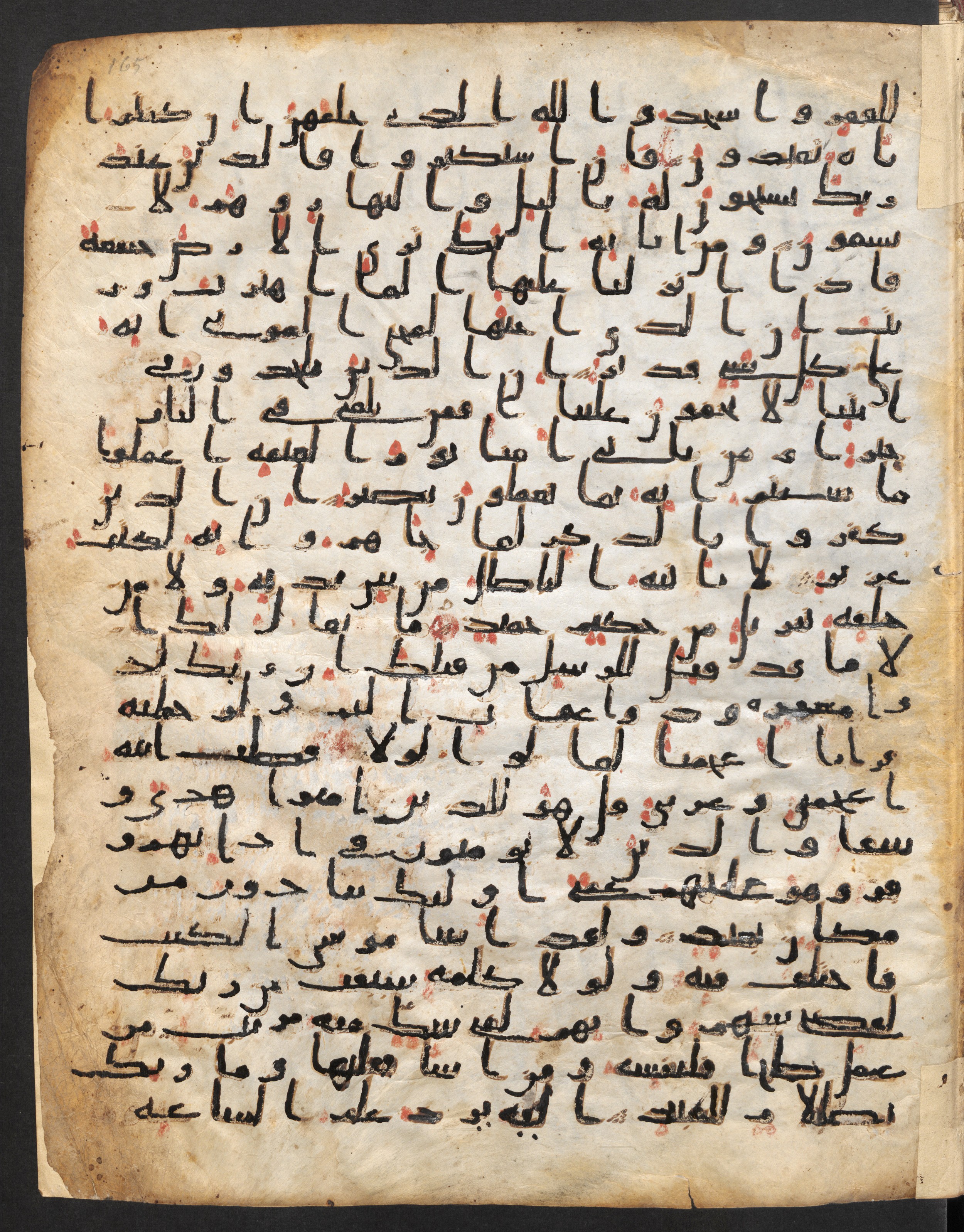 Staatsbibliothek zu Berlin, Ms. or. fol. 4313 (Scan 3), in Ḥiǧāzī (close to type II) script, showing Surah 41:39 from Mid to Late 7th Century AD found in Fustat (Old Cairo), Egypt, currently housed at Staatsbibliothek zu Berlin, Berlin
