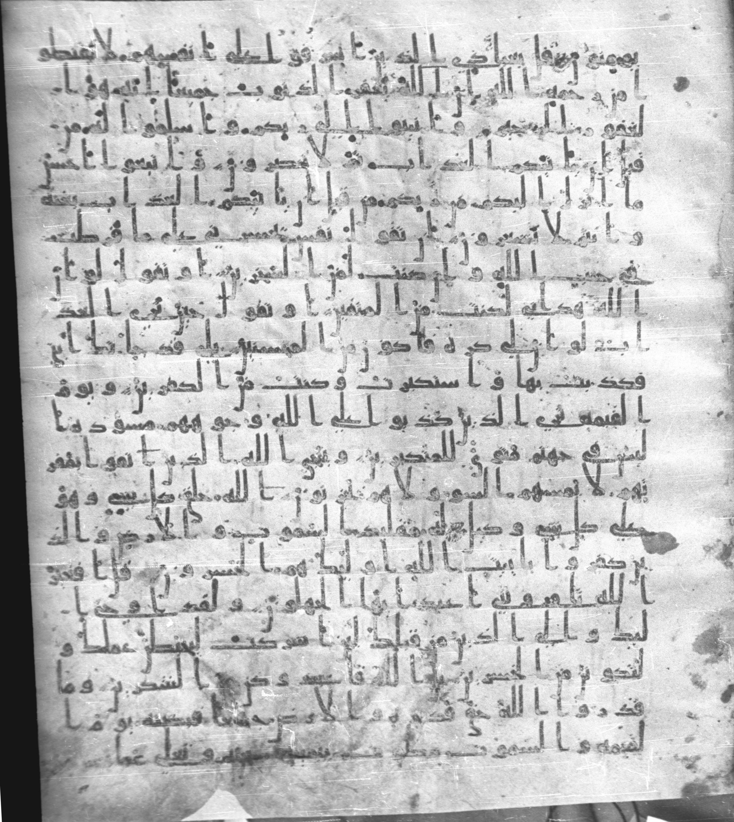 Staatsbibliothek zu Berlin, Ms. or. fol. 4313 (Scan 2), in Ḥiǧāzī (close to type II) script, showing Surah 39:64 from Mid to Late 7th Century AD found in Fustat (Old Cairo), Egypt, currently housed at Staatsbibliothek zu Berlin, Berlin