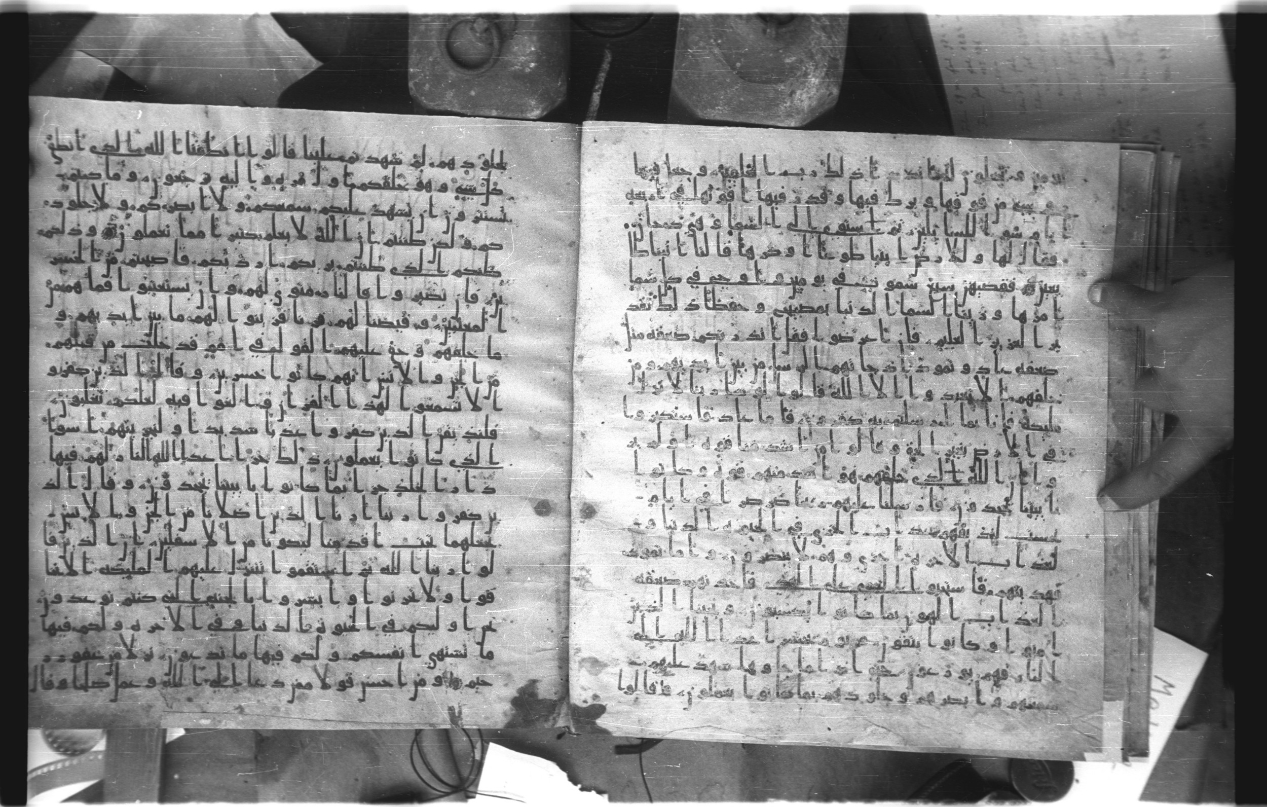 Staatsbibliothek zu Berlin, Ms. or. fol. 4313 (Scan 3), in Ḥiǧāzī (close to type II) script, showing Surah 41:21 from Mid to Late 7th Century AD found in Fustat (Old Cairo), Egypt, currently housed at Staatsbibliothek zu Berlin, Berlin