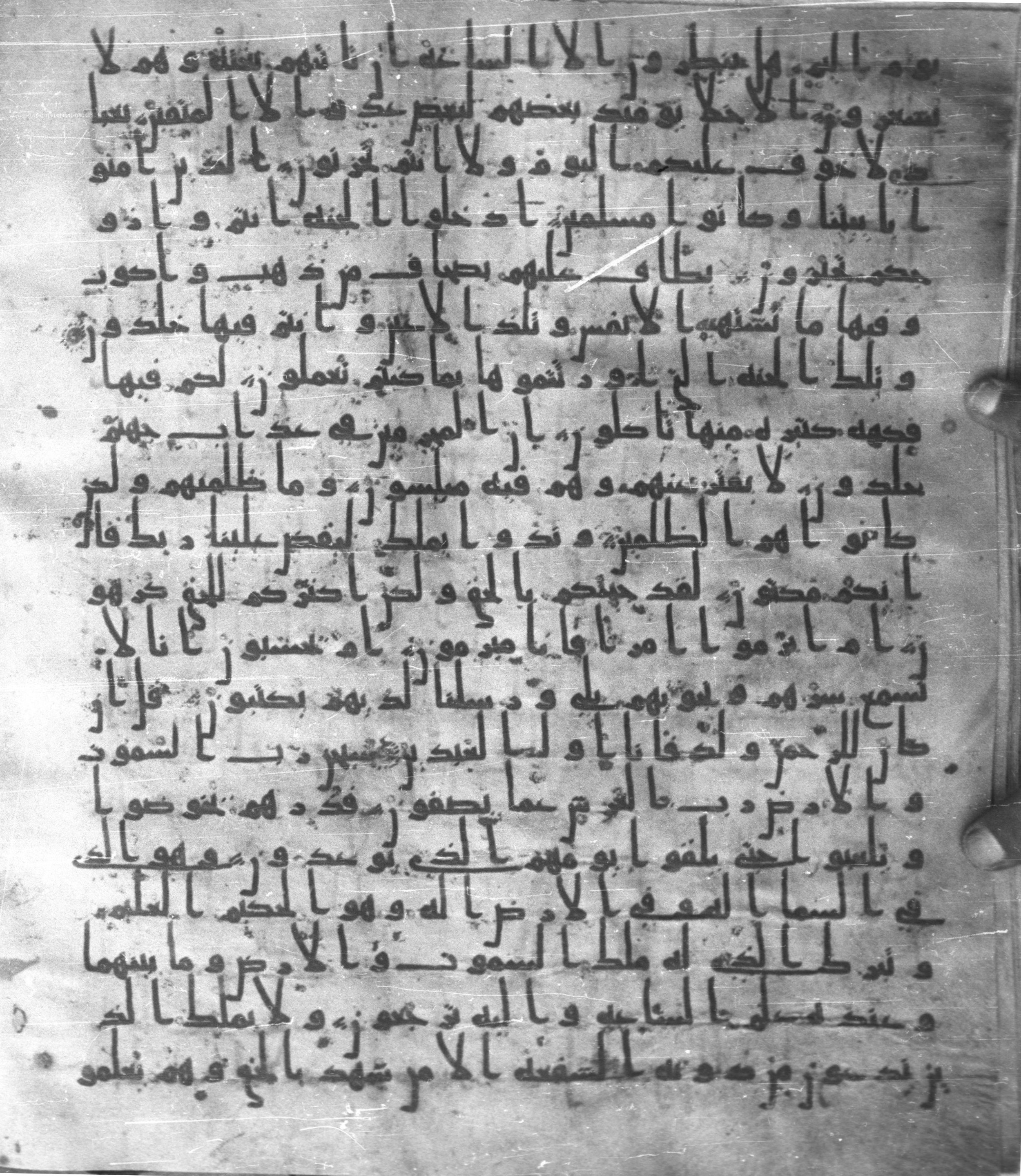 Staatsbibliothek zu Berlin, Ms. or. fol. 4313 (Scan 2), in Ḥiǧāzī (close to type II) script, showing Surah 43:71 from Mid to Late 7th Century AD found in Fustat (Old Cairo), Egypt, currently housed at Staatsbibliothek zu Berlin, Berlin