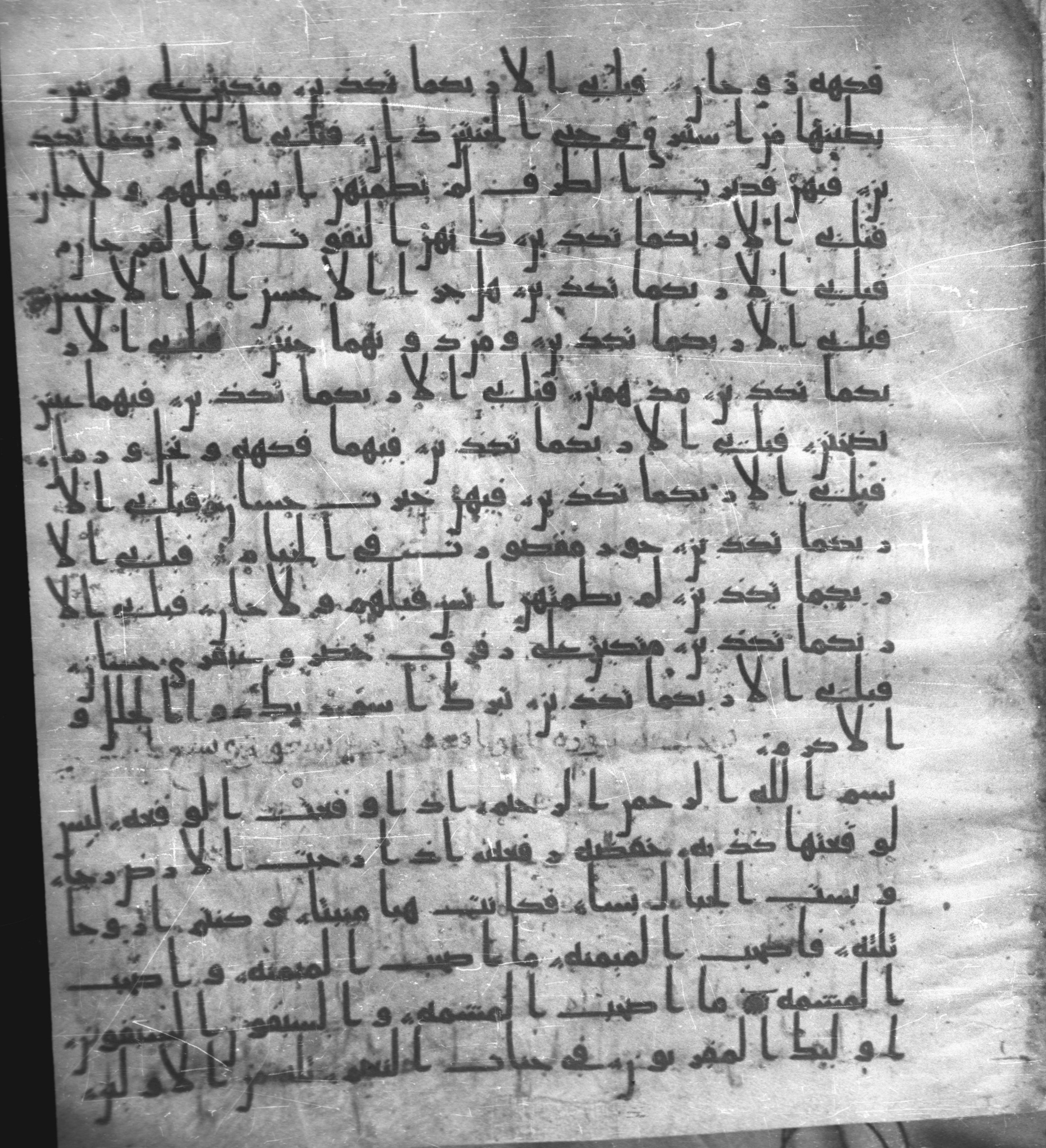 Staatsbibliothek zu Berlin, Ms. or. fol. 4313 (Scan 2), in Ḥiǧāzī (close to type II) script, showing Surah 56:13 from Mid to Late 7th Century AD found in Fustat (Old Cairo), Egypt, currently housed at Staatsbibliothek zu Berlin, Berlin