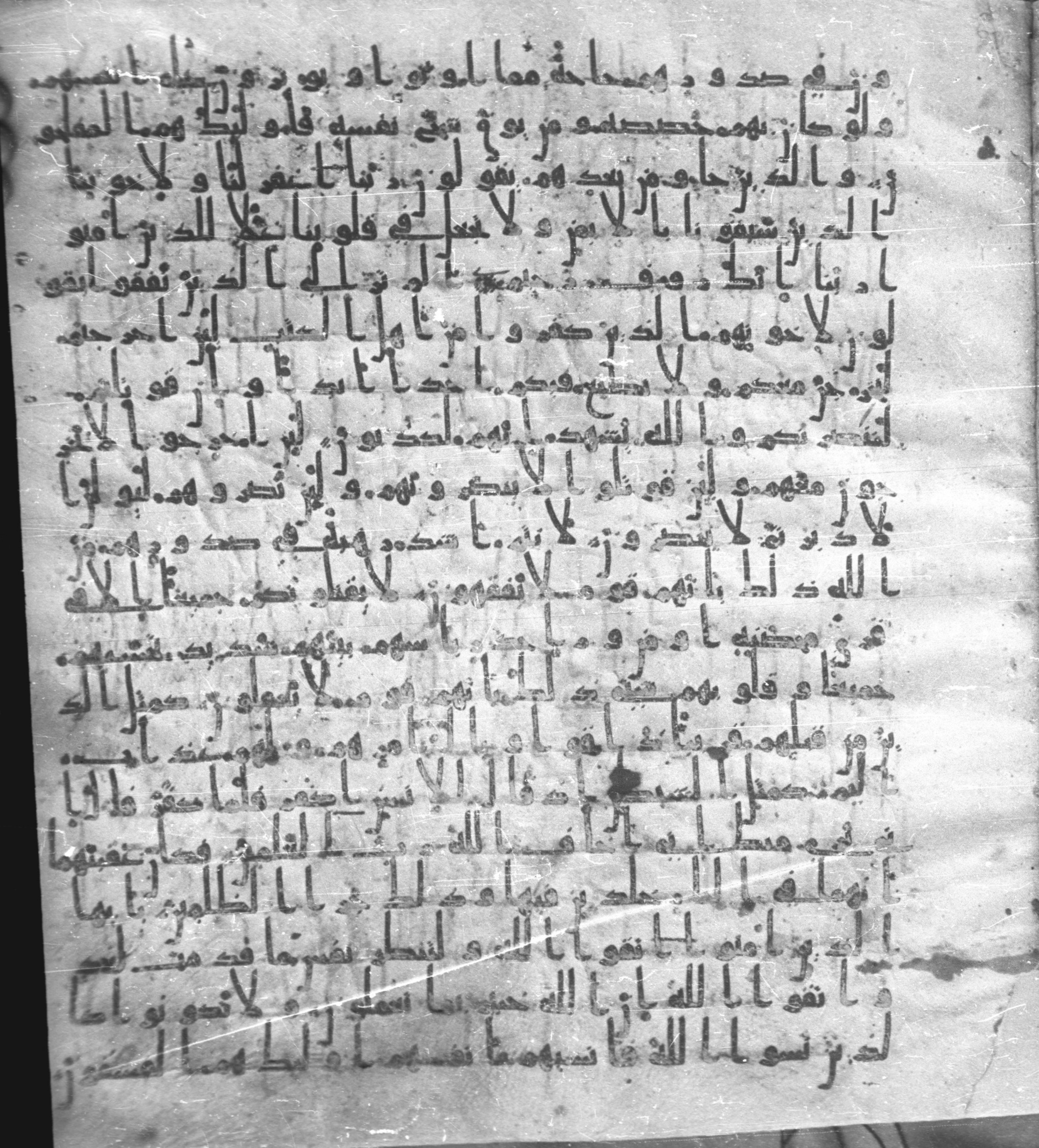 Staatsbibliothek zu Berlin, Ms. or. fol. 4313 (Scan 2), in Ḥiǧāzī (close to type II) script, showing Surah 59:13 from Mid to Late 7th Century AD found in Fustat (Old Cairo), Egypt, currently housed at Staatsbibliothek zu Berlin, Berlin