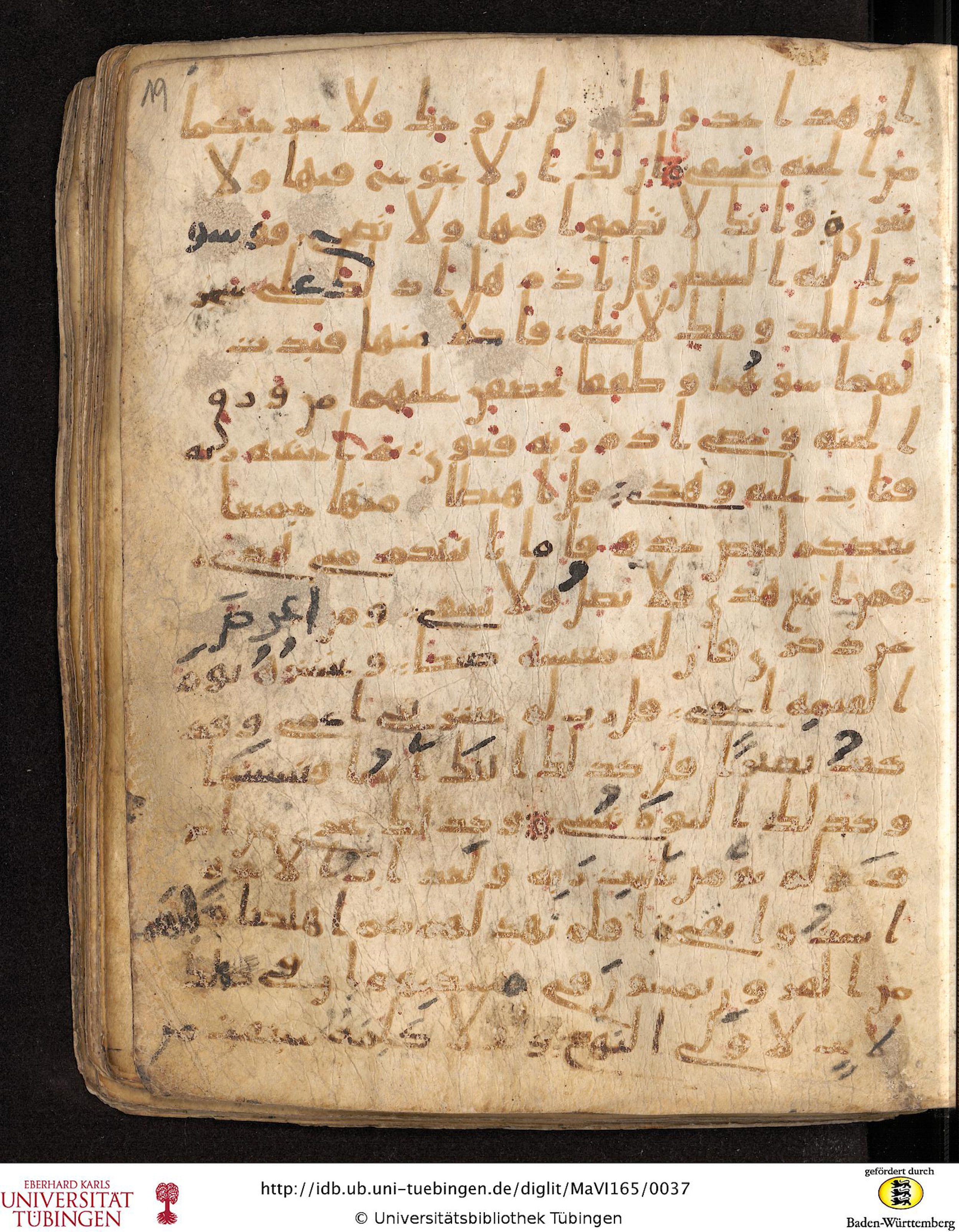 Staatsbibliothek zu Berlin, Ms. or. fol. 4313 (Scan 4), in Ḥiǧāzī (close to type II) script, showing Surah 20:129 from Mid to Late 7th Century AD found in Fustat (Old Cairo), Egypt, currently housed at Staatsbibliothek zu Berlin, Berlin