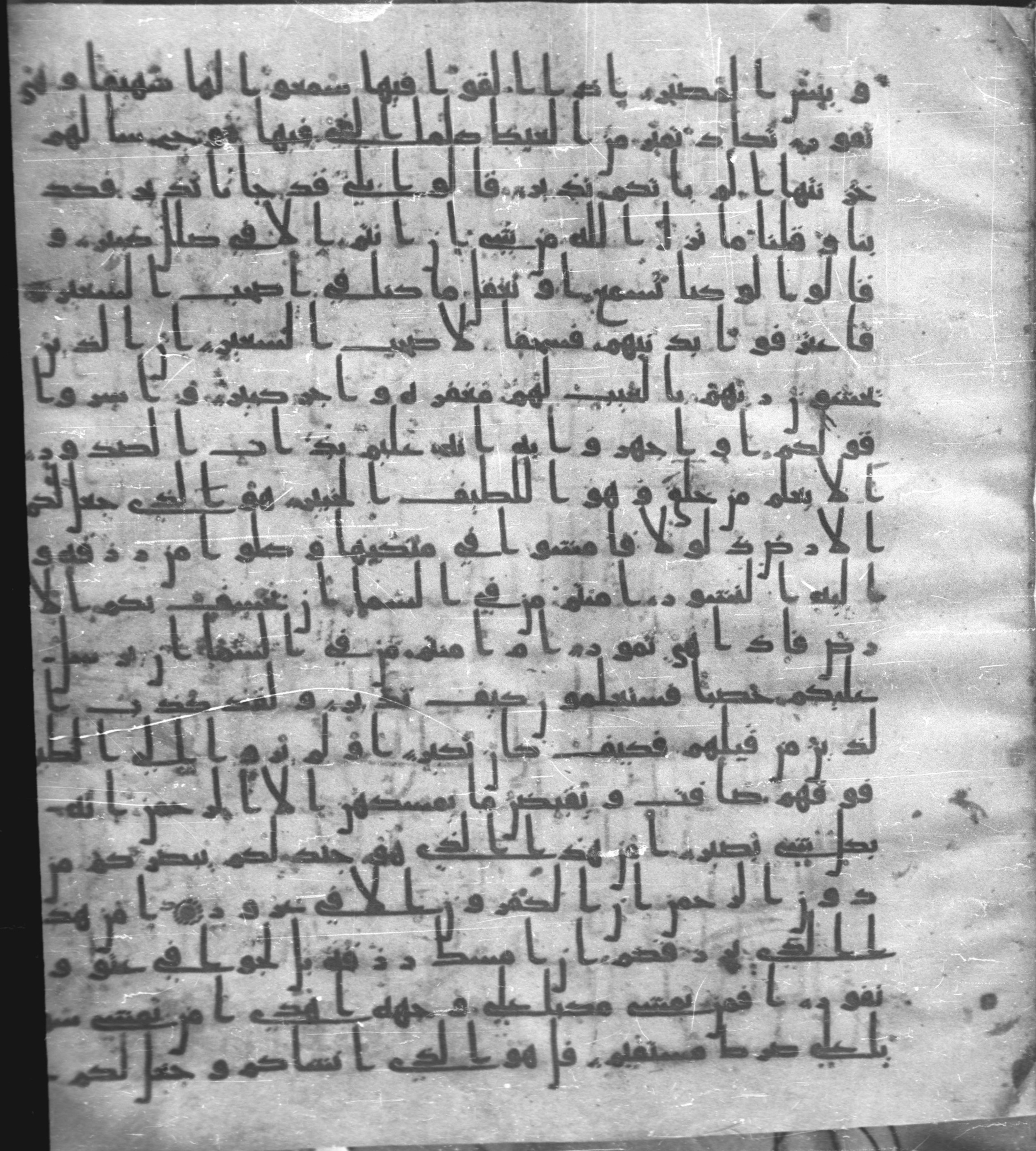 Staatsbibliothek zu Berlin, Ms. or. fol. 4313 (Scan 1), in Ḥiǧāzī (close to type II) script, showing Surah 67:21 from Mid to Late 7th Century AD found in Fustat (Old Cairo), Egypt, currently housed at Staatsbibliothek zu Berlin, Berlin
