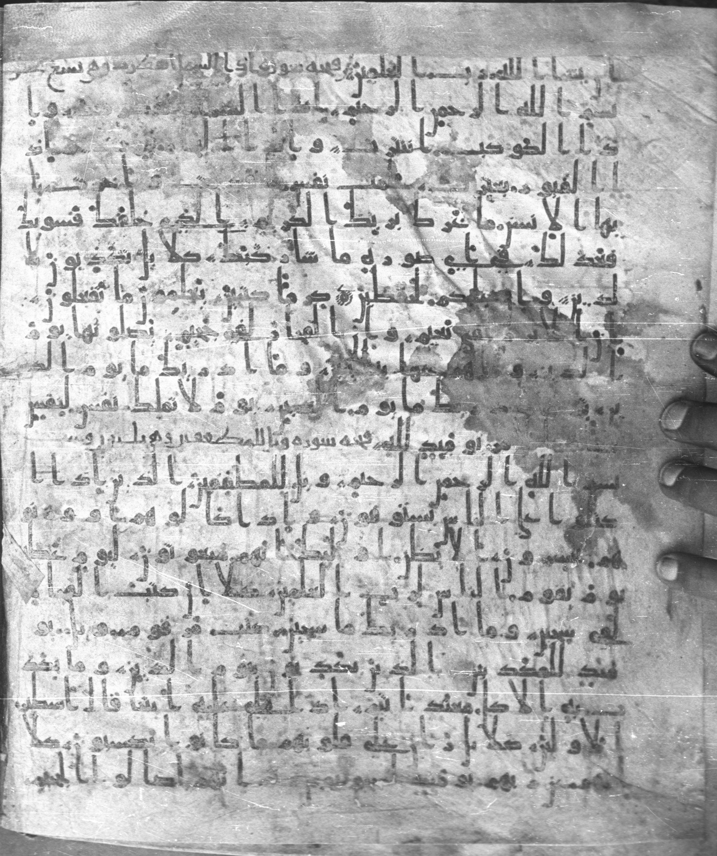 Staatsbibliothek zu Berlin, Ms. or. fol. 4313 (Scan 2), in Ḥiǧāzī (close to type II) script, showing Surah 83:13 from Mid to Late 7th Century AD found in Fustat (Old Cairo), Egypt, currently housed at Staatsbibliothek zu Berlin, Berlin