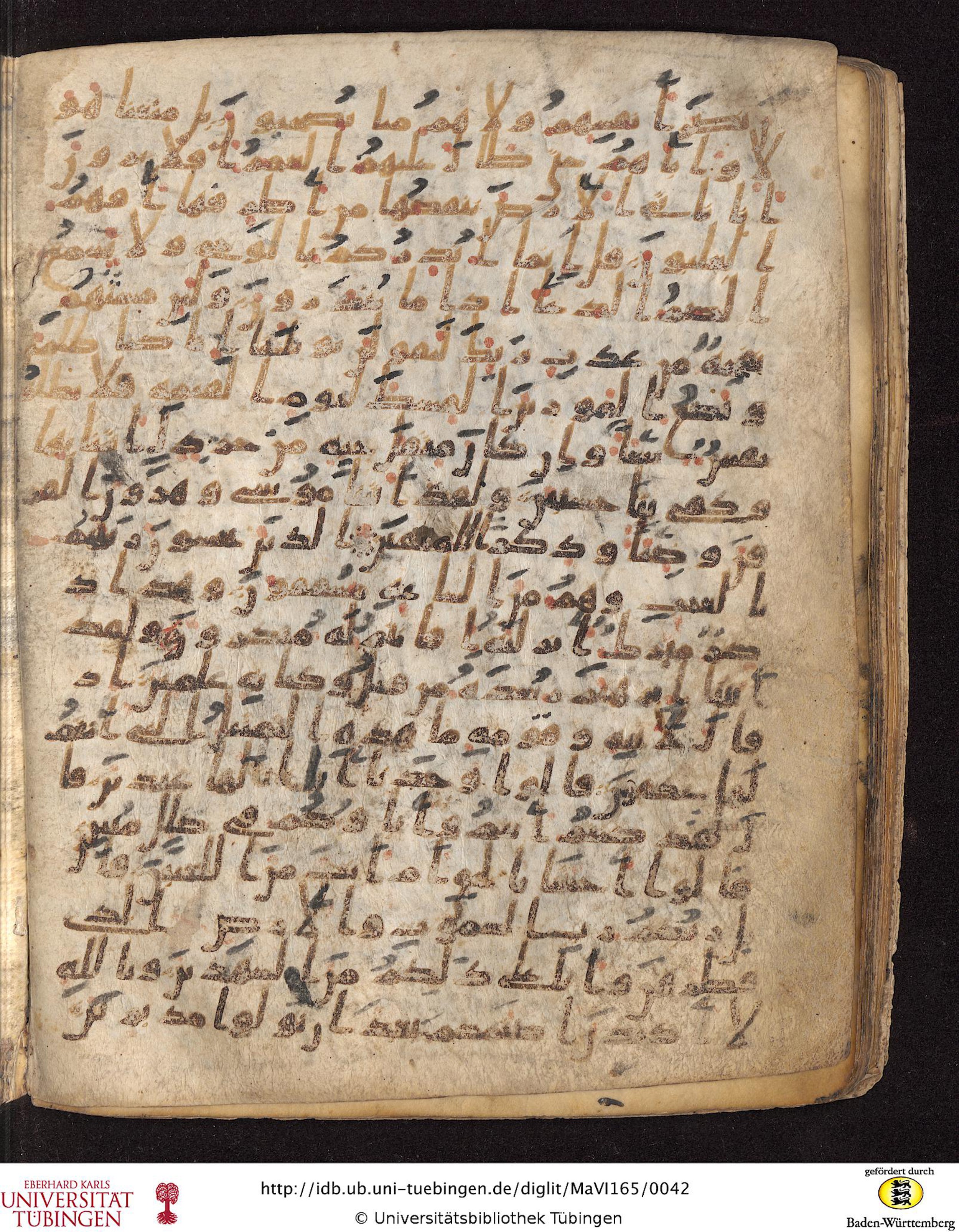 Staatsbibliothek zu Berlin, Ms. or. fol. 4313 (Scan 4), in Ḥiǧāzī (close to type II) script, showing Surah 21:49 from Mid to Late 7th Century AD found in Fustat (Old Cairo), Egypt, currently housed at Staatsbibliothek zu Berlin, Berlin