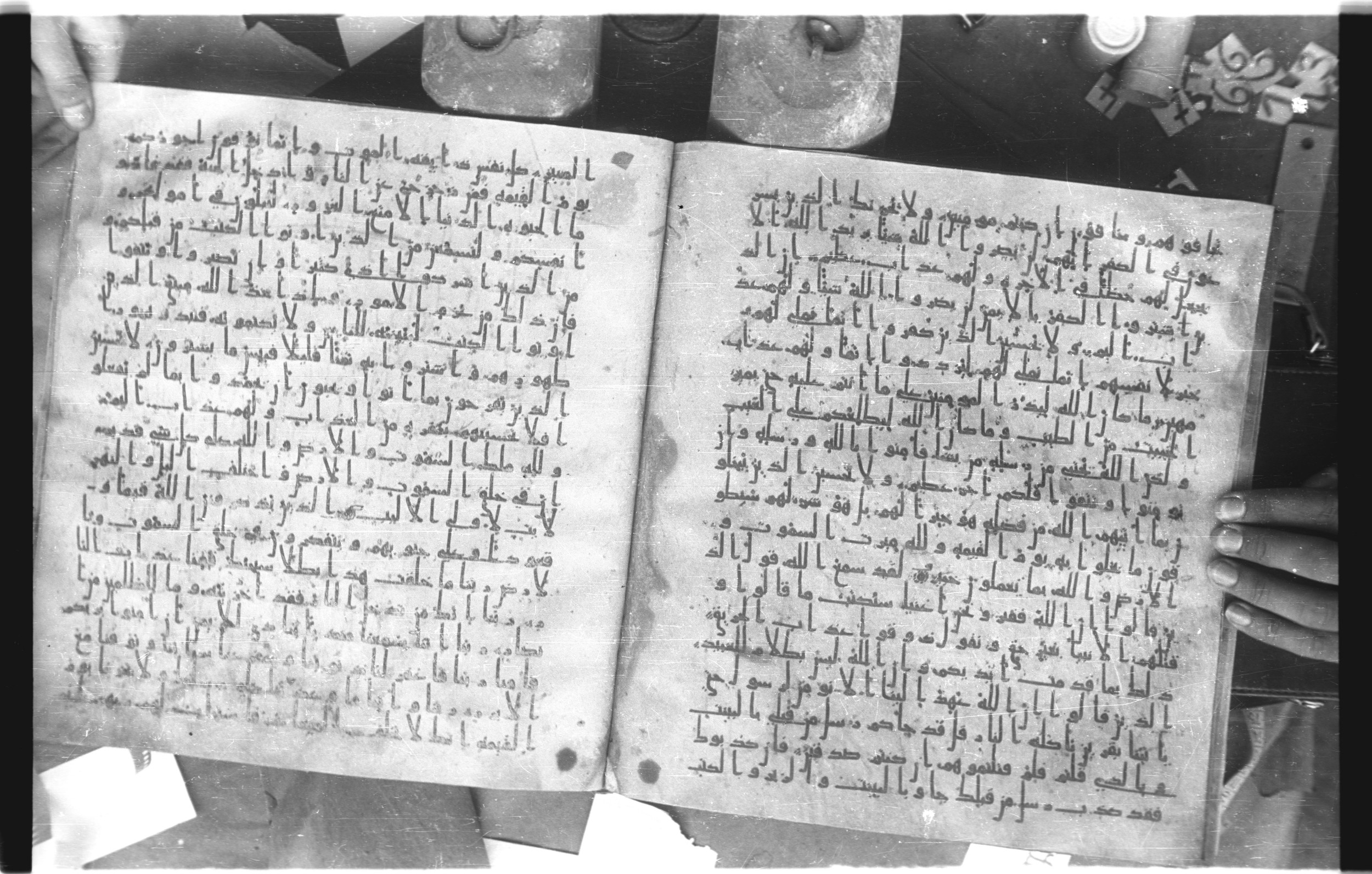 Staatsbibliothek zu Berlin, Ms. or. fol. 4313 (Scan 5), in Ḥiǧāzī (close to type II) script, showing Surah 3:175 from Mid to Late 7th Century AD found in Fustat (Old Cairo), Egypt, currently housed at Staatsbibliothek zu Berlin, Berlin