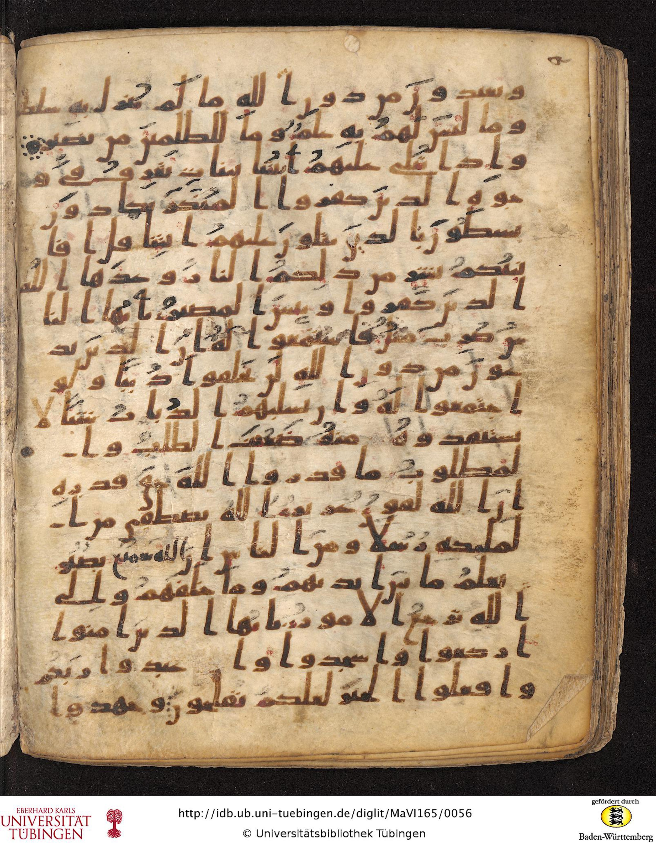 Staatsbibliothek zu Berlin, Ms. or. fol. 4313 (Scan 7), in Ḥiǧāzī (close to type II) script, showing Surah 22:71 from Mid to Late 7th Century AD found in Fustat (Old Cairo), Egypt, currently housed at Staatsbibliothek zu Berlin, Berlin
