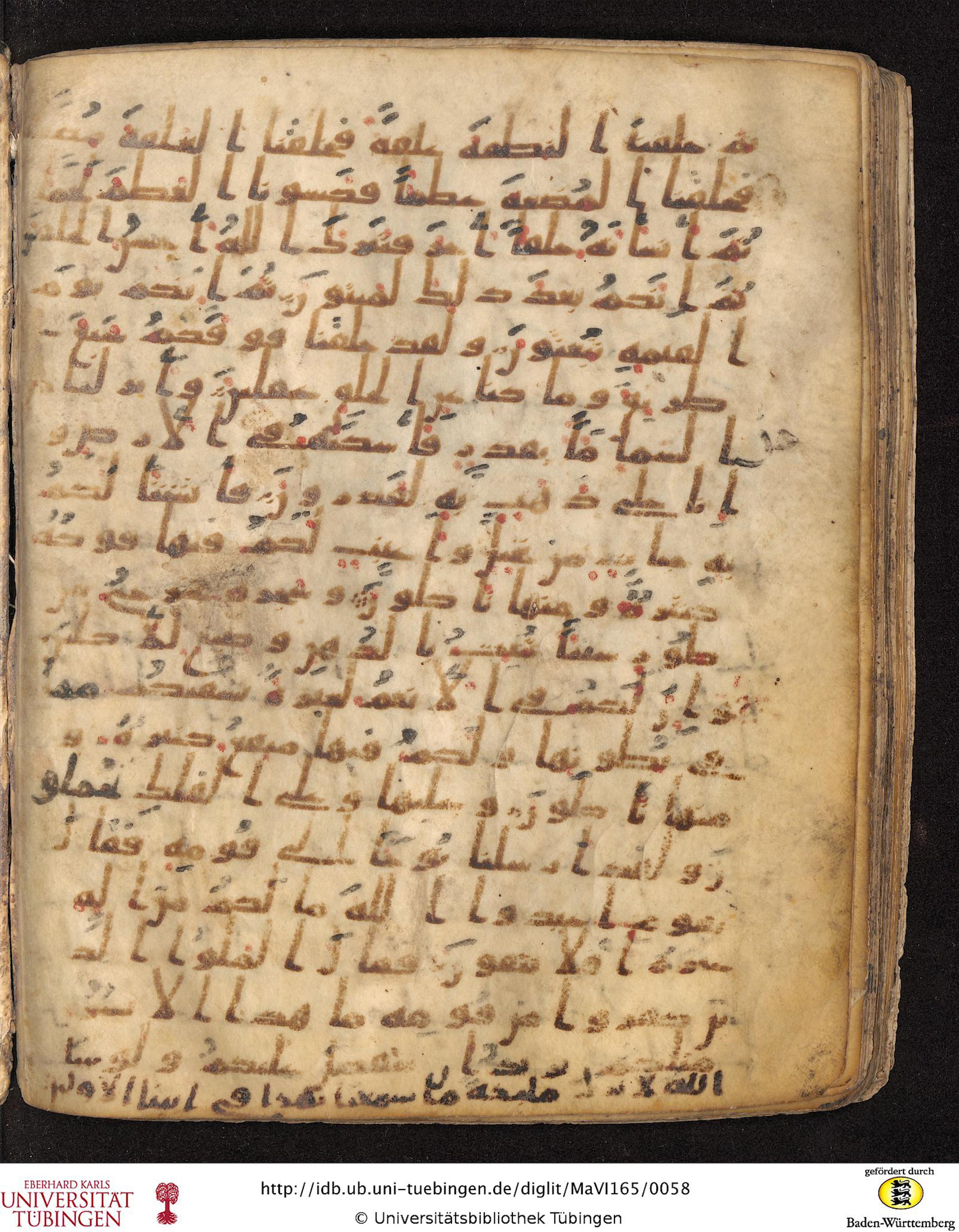 Staatsbibliothek zu Berlin, Ms. or. fol. 4313 (Scan 5), in Ḥiǧāzī (close to type II) script, showing Surah 23:16 from Mid to Late 7th Century AD found in Fustat (Old Cairo), Egypt, currently housed at Staatsbibliothek zu Berlin, Berlin