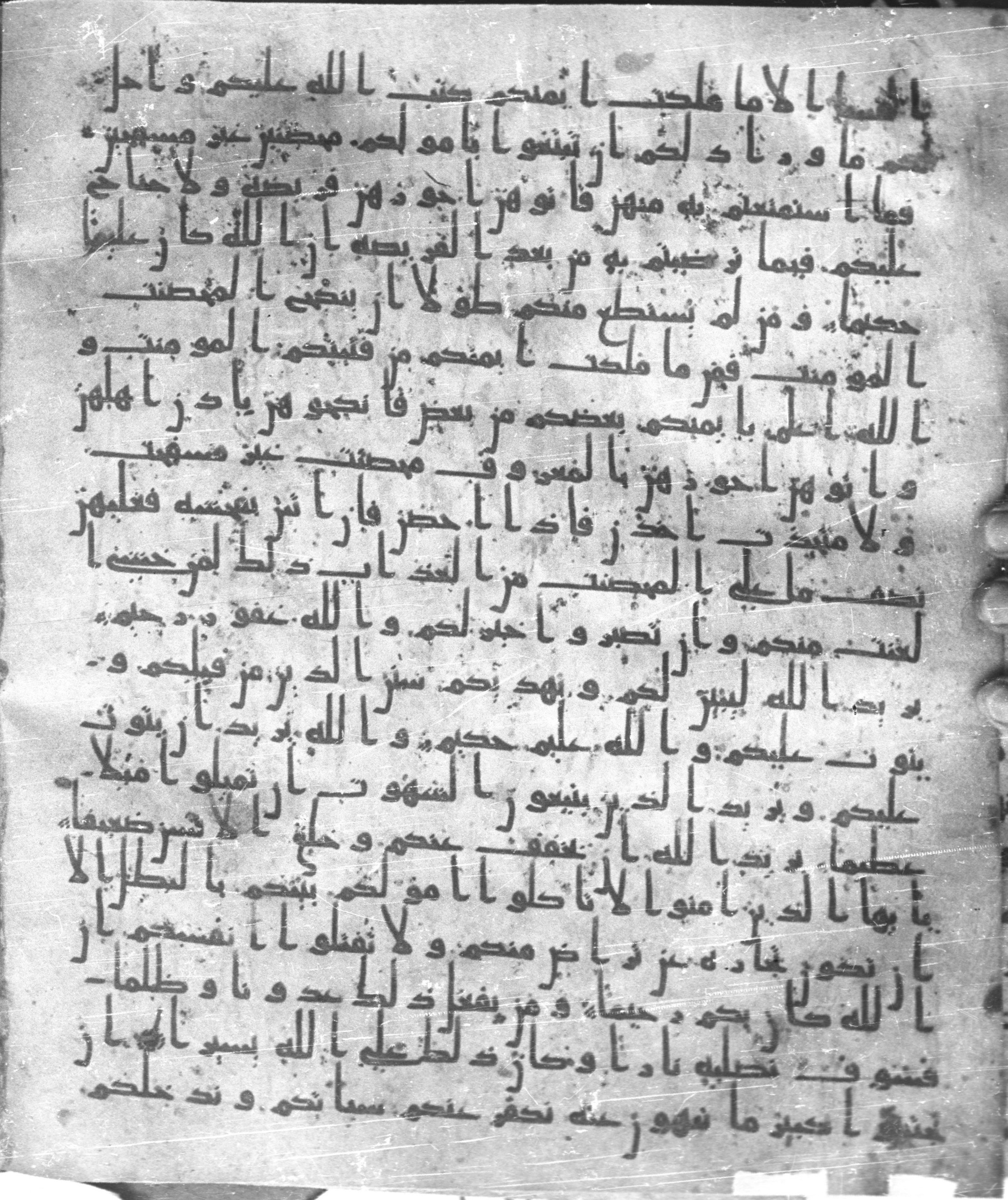 Staatsbibliothek zu Berlin, Ms. or. fol. 4313 (Scan 2), in Ḥiǧāzī (close to type II) script, showing Surah 4:29 from Mid to Late 7th Century AD found in Fustat (Old Cairo), Egypt, currently housed at Staatsbibliothek zu Berlin, Berlin