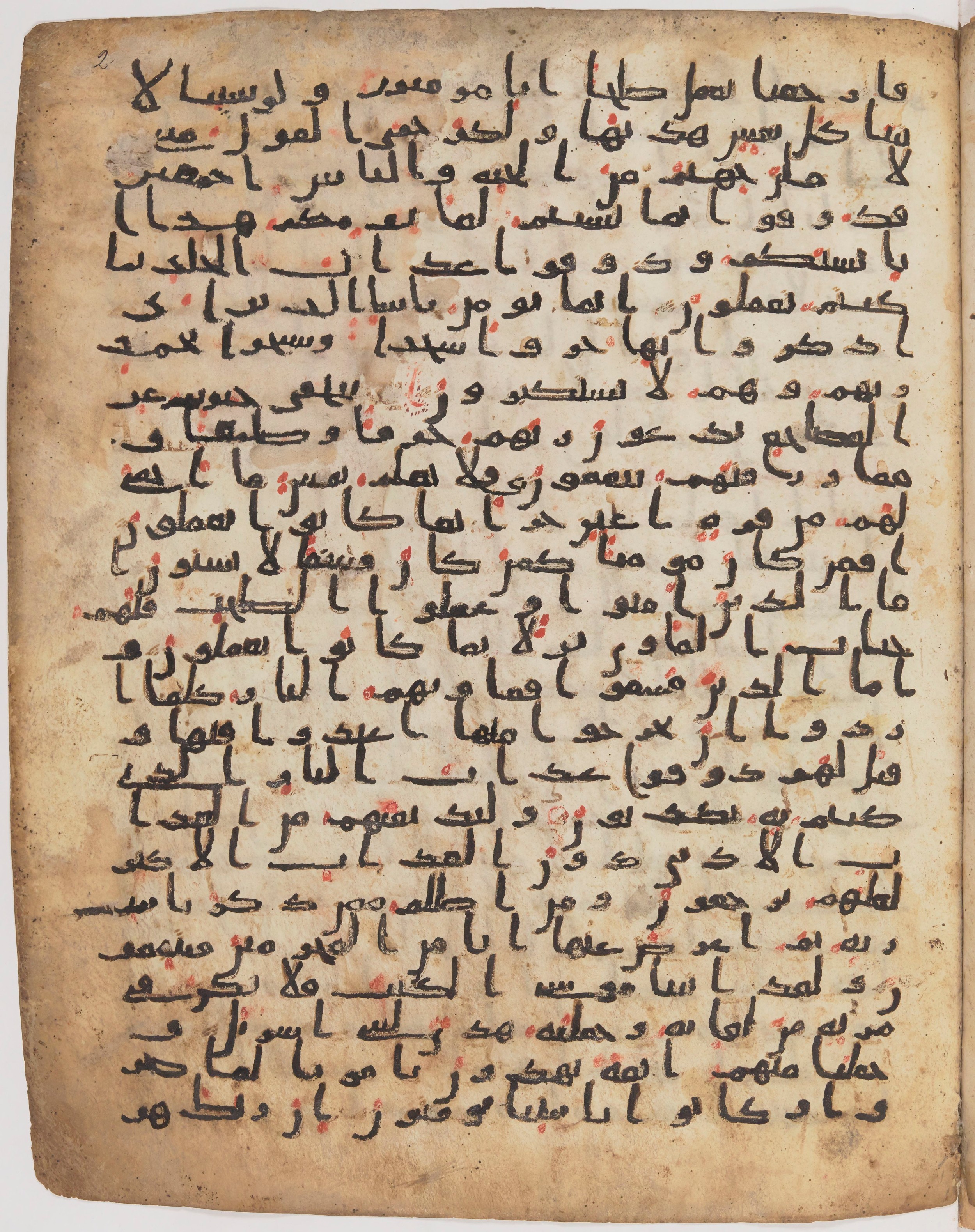 Staatsbibliothek zu Berlin, Ms. or. fol. 4313 (Scan 3), in Ḥiǧāzī (close to type II) script, showing Surah 32:19 from Mid to Late 7th Century AD found in Fustat (Old Cairo), Egypt, currently housed at Staatsbibliothek zu Berlin, Berlin