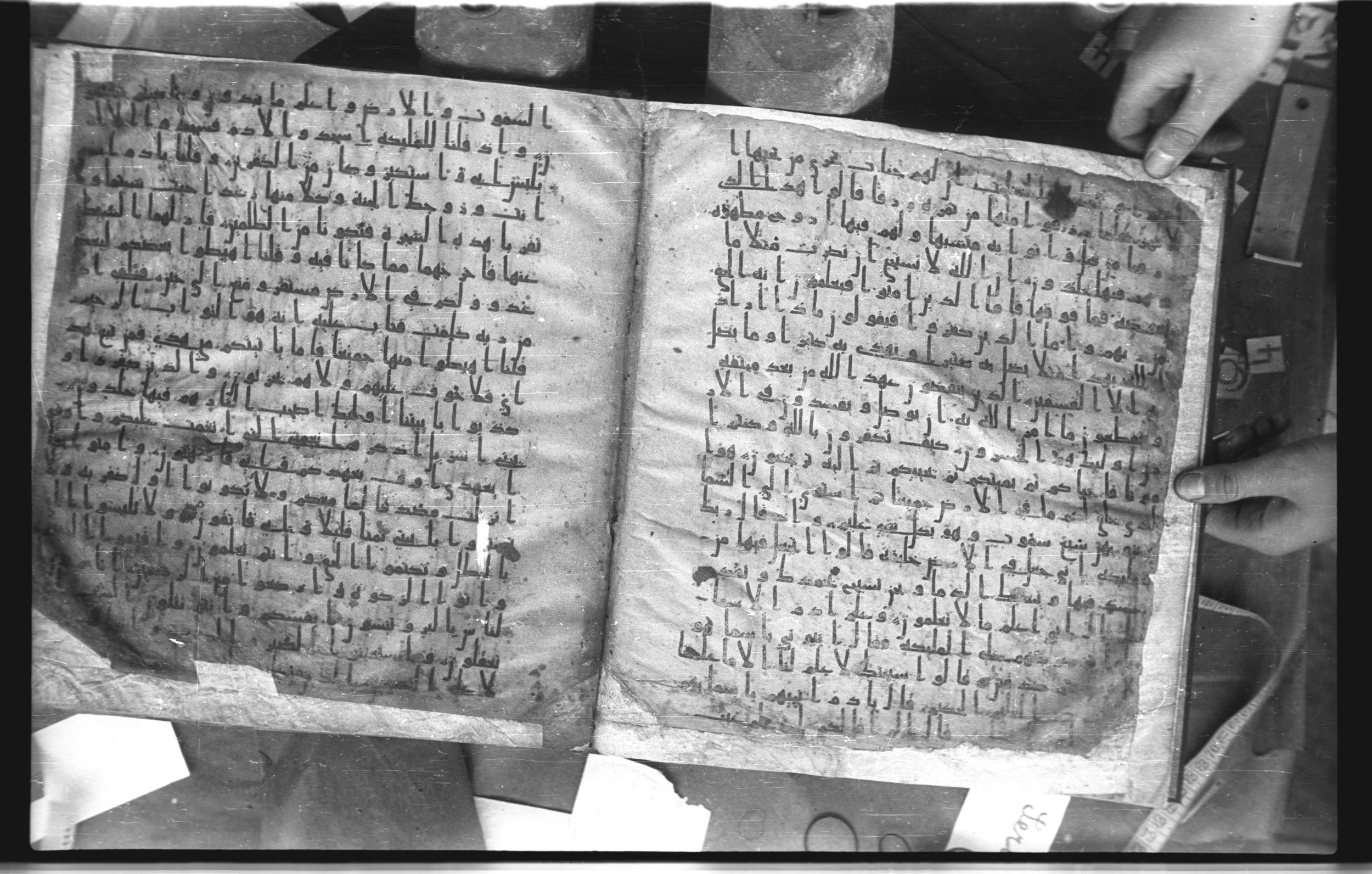 Staatsbibliothek zu Berlin, Ms. or. fol. 4313 (Scan 6), in Ḥiǧāzī (close to type II) script, showing Surah 2:33 from Mid to Late 7th Century AD found in Fustat (Old Cairo), Egypt, currently housed at Staatsbibliothek zu Berlin, Berlin