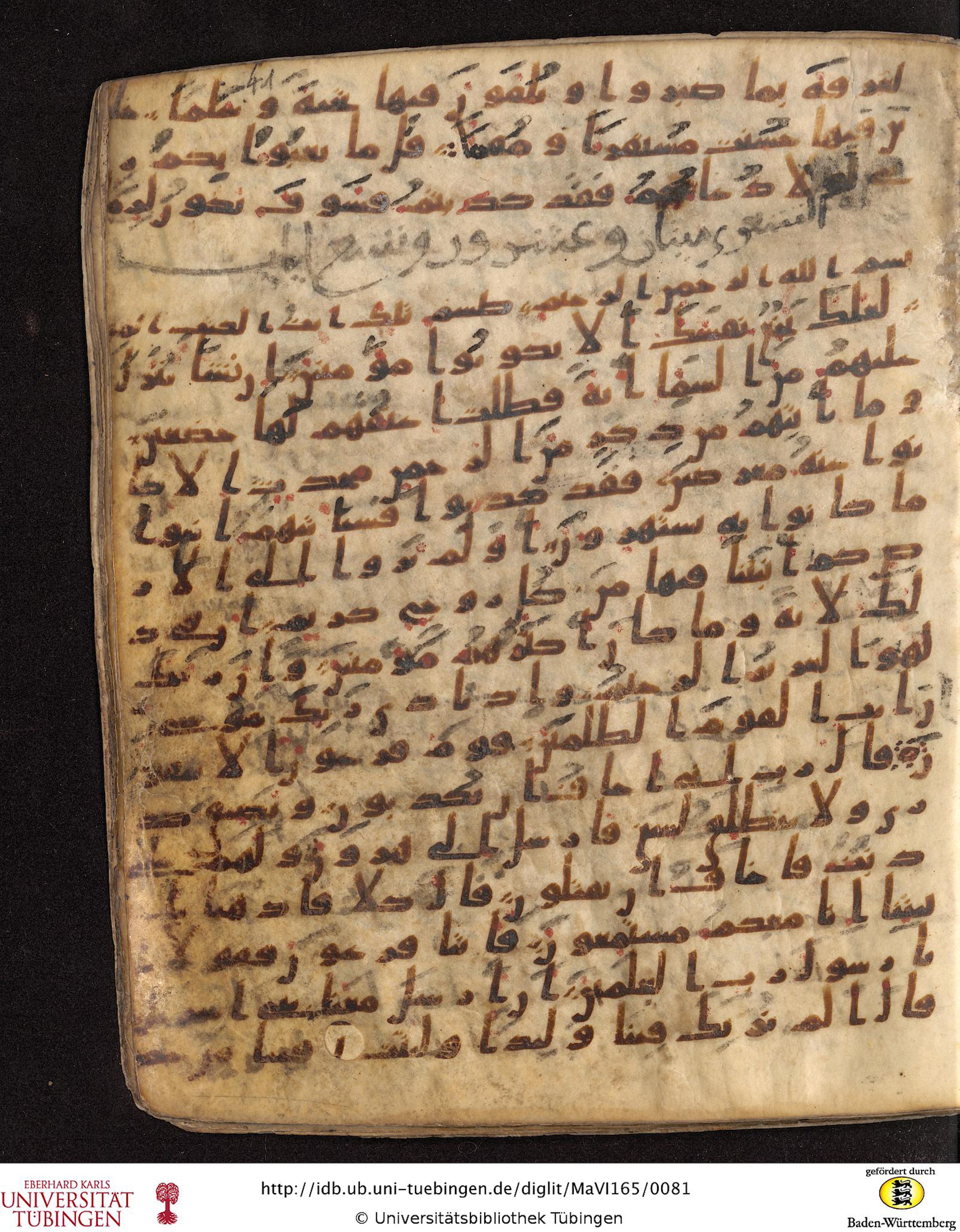 Staatsbibliothek zu Berlin, Ms. or. fol. 4313 (Scan 4), in Ḥiǧāzī (close to type II) script, showing Surah 26:13 from Mid to Late 7th Century AD found in Fustat (Old Cairo), Egypt, currently housed at Staatsbibliothek zu Berlin, Berlin