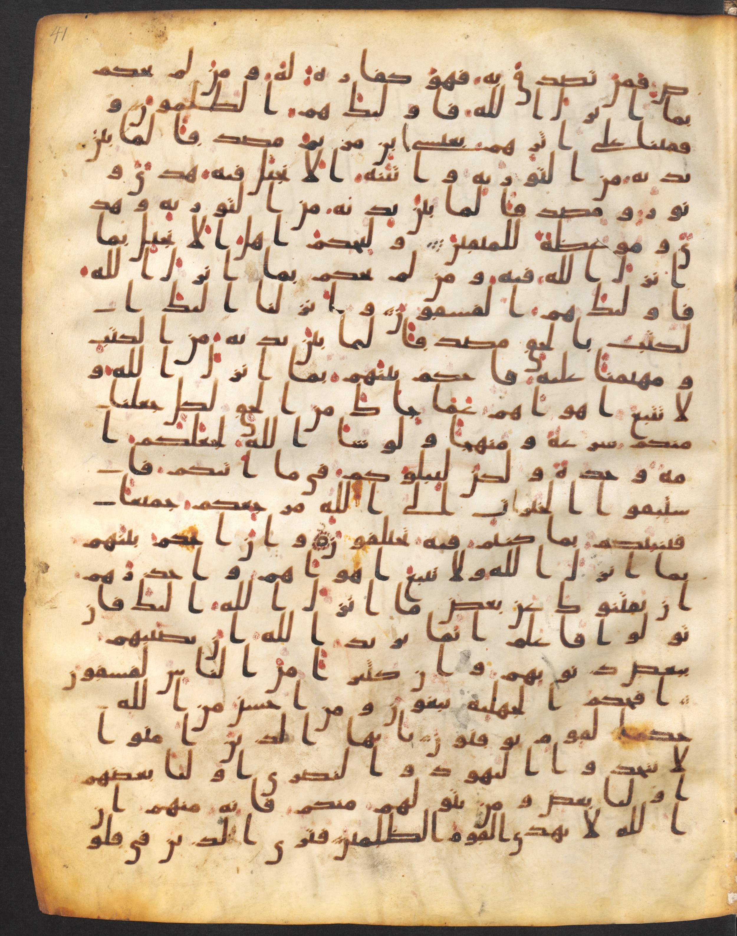 Staatsbibliothek zu Berlin, Ms. or. fol. 4313 (Scan 1), in Ḥiǧāzī (close to type II) script, showing Surah 5:48 from Mid to Late 7th Century AD found in Fustat (Old Cairo), Egypt, currently housed at Staatsbibliothek zu Berlin, Berlin