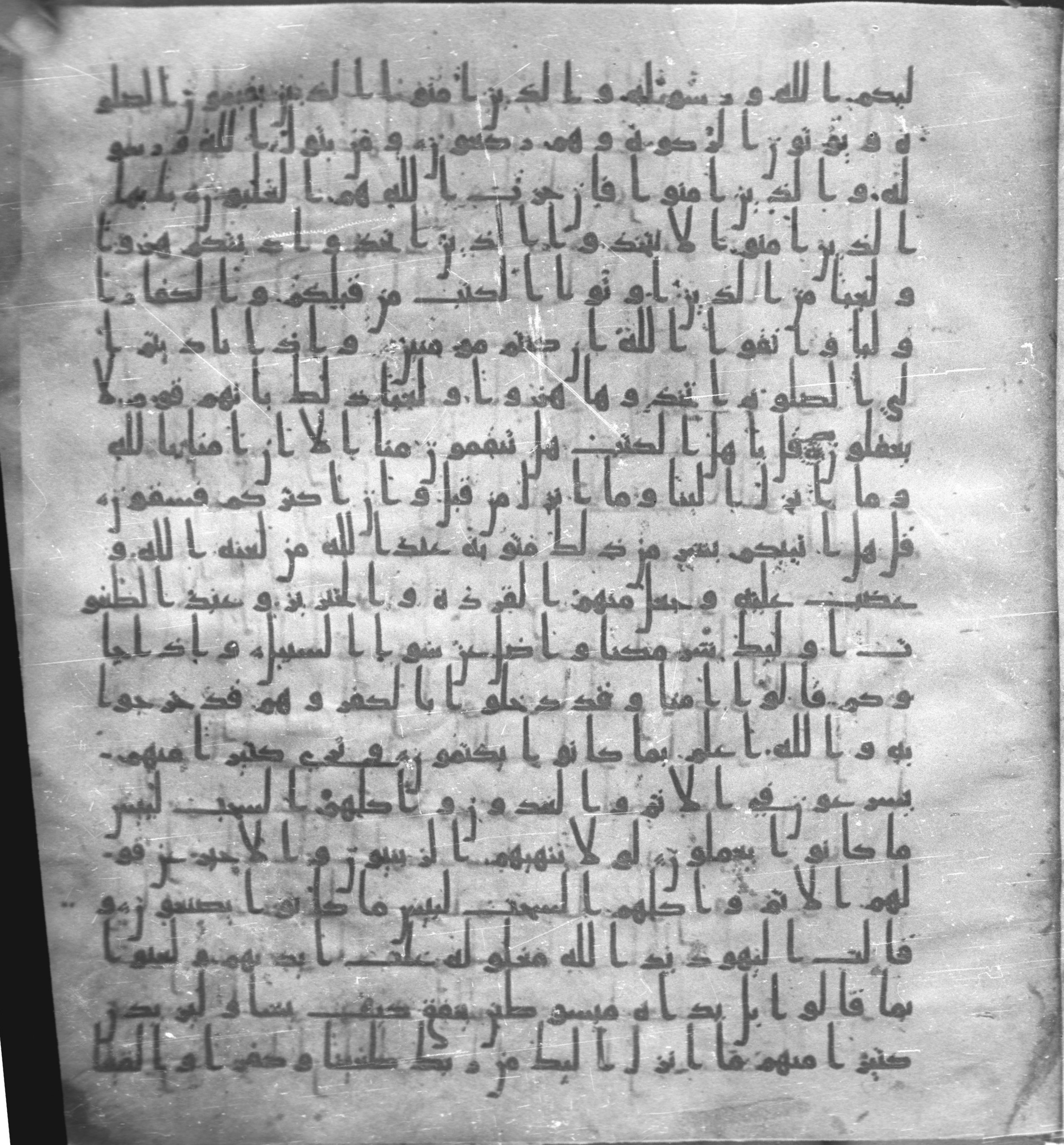 Staatsbibliothek zu Berlin, Ms. or. fol. 4313 (Scan 2), in Ḥiǧāzī (close to type II) script, showing Surah 5:56 from Mid to Late 7th Century AD found in Fustat (Old Cairo), Egypt, currently housed at Staatsbibliothek zu Berlin, Berlin