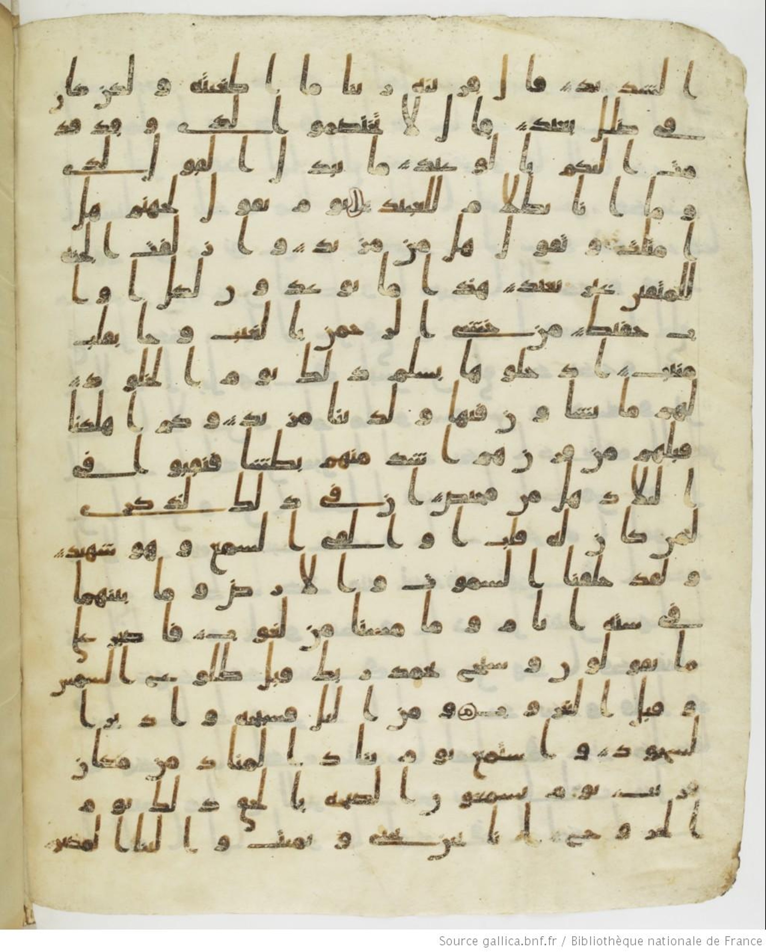 Staatsbibliothek zu Berlin, Ms. or. fol. 4313 (Scan 3), in Ḥiǧāzī (close to type II) script, showing Surah 50:39 from Mid to Late 7th Century AD found in Fustat (Old Cairo), Egypt, currently housed at Staatsbibliothek zu Berlin, Berlin