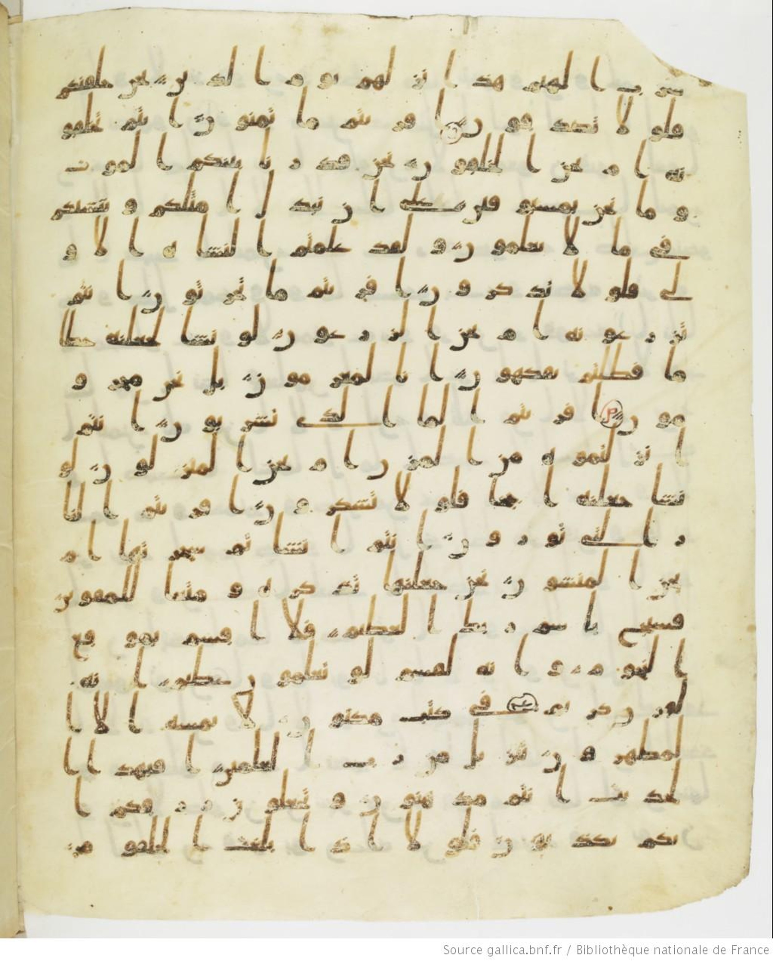 Staatsbibliothek zu Berlin, Ms. or. fol. 4313 (Scan 3), in Ḥiǧāzī (close to type II) script, showing Surah 56:71 from Mid to Late 7th Century AD found in Fustat (Old Cairo), Egypt, currently housed at Staatsbibliothek zu Berlin, Berlin
