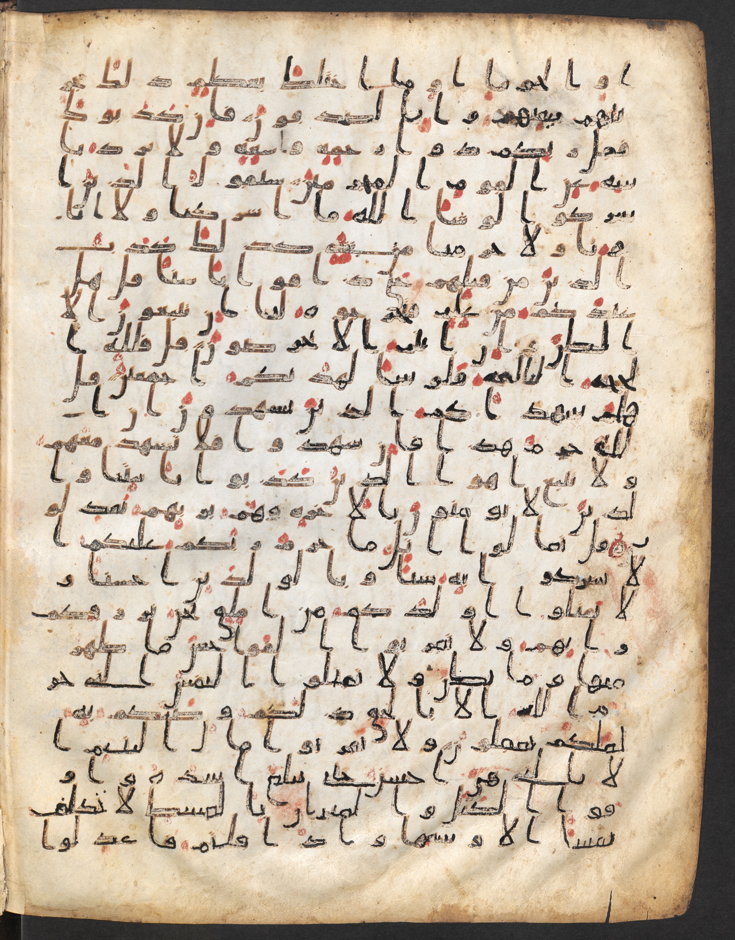 Staatsbibliothek zu Berlin, Ms. or. fol. 4313 (Scan 4), in Ḥiǧāzī (close to type II) script, showing Surah 6:147 from Mid to Late 7th Century AD found in Fustat (Old Cairo), Egypt, currently housed at Staatsbibliothek zu Berlin, Berlin