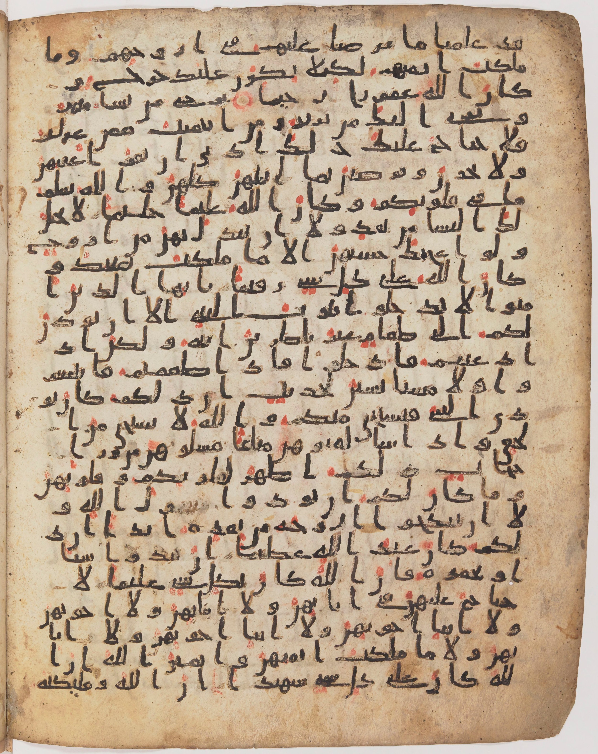 Staatsbibliothek zu Berlin, Ms. or. fol. 4313 (Scan 3), in Ḥiǧāzī (close to type II) script, showing Surah 33:52 from Mid to Late 7th Century AD found in Fustat (Old Cairo), Egypt, currently housed at Staatsbibliothek zu Berlin, Berlin