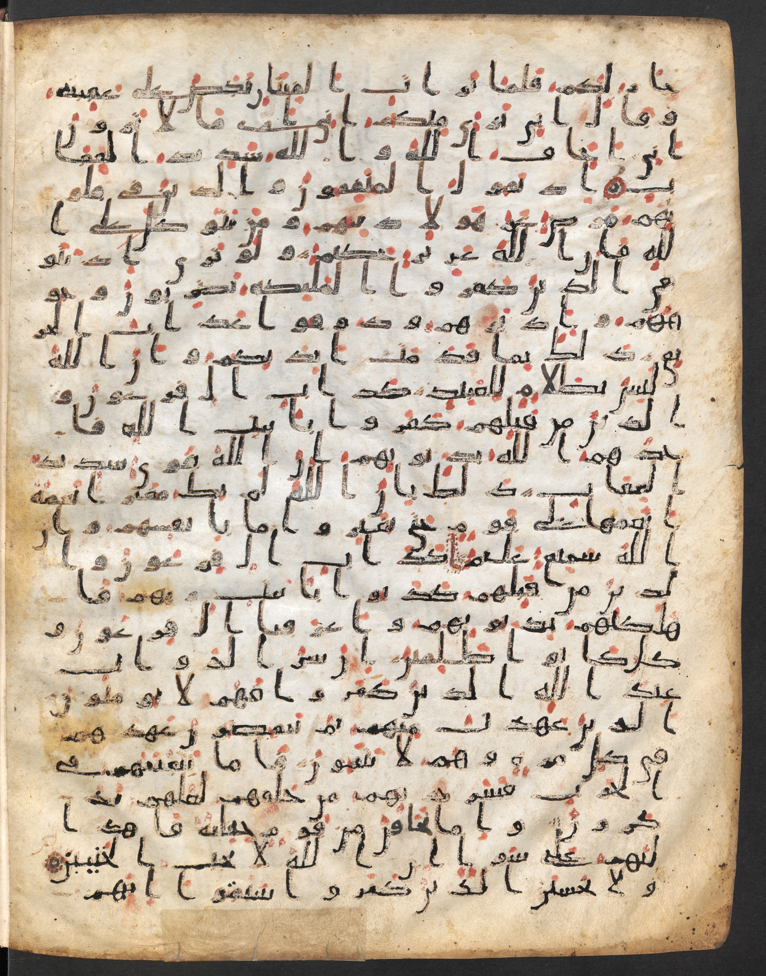 Staatsbibliothek zu Berlin, Ms. or. fol. 4313 (Scan 6), in Ḥiǧāzī (close to type II) script, showing Surah 8:49 from Mid to Late 7th Century AD found in Fustat (Old Cairo), Egypt, currently housed at Staatsbibliothek zu Berlin, Berlin