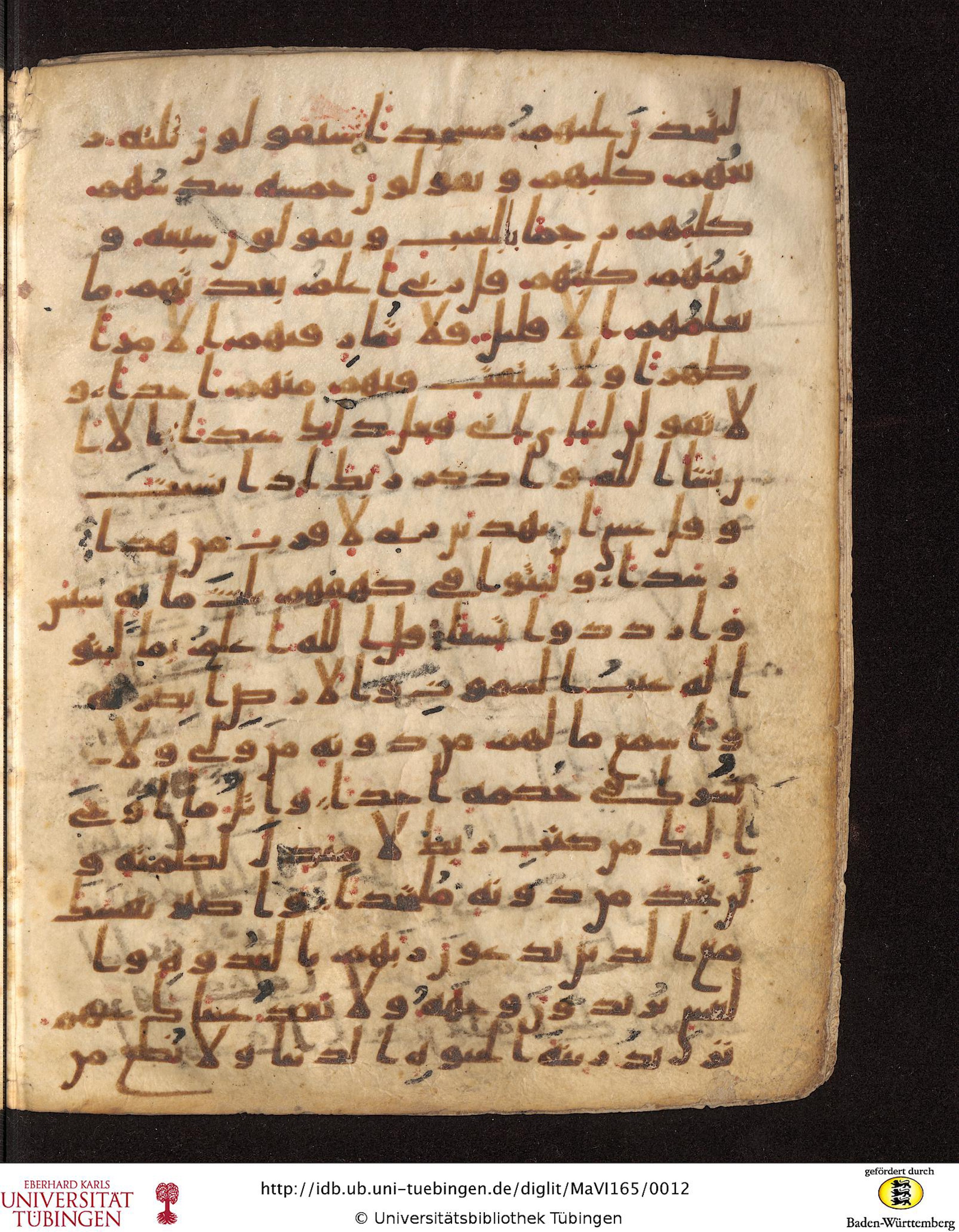 Staatsbibliothek zu Berlin, Ms. or. fol. 4313 (Scan 7), in Ḥiǧāzī (close to type II) script, showing Surah 18:21 from Mid to Late 7th Century AD found in Fustat (Old Cairo), Egypt, currently housed at Staatsbibliothek zu Berlin, Berlin