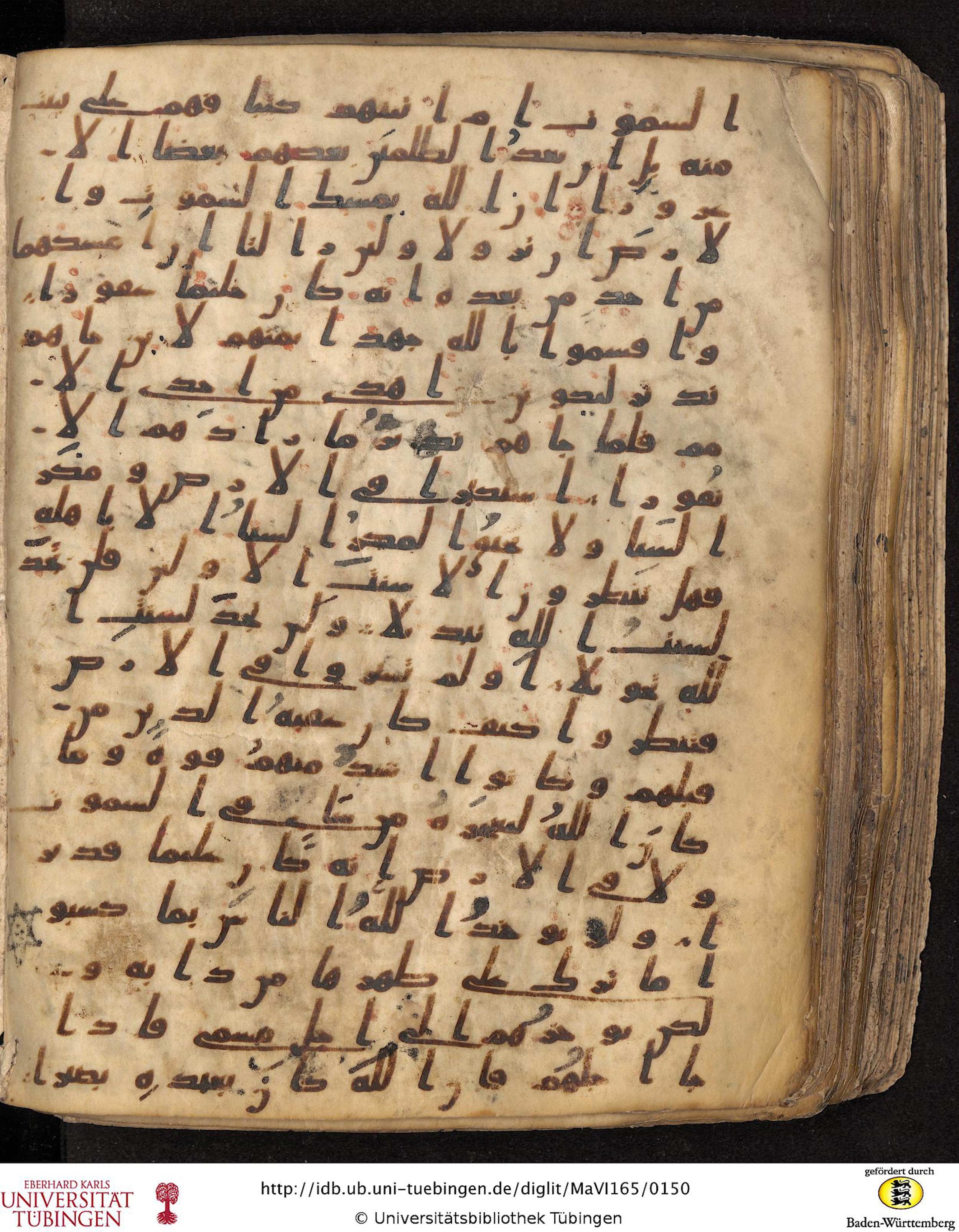 Staatsbibliothek zu Berlin, Ms. or. fol. 4313 (Scan 4), in Ḥiǧāzī (close to type II) script, showing Surah 35:41 from Mid to Late 7th Century AD found in Fustat (Old Cairo), Egypt, currently housed at Staatsbibliothek zu Berlin, Berlin