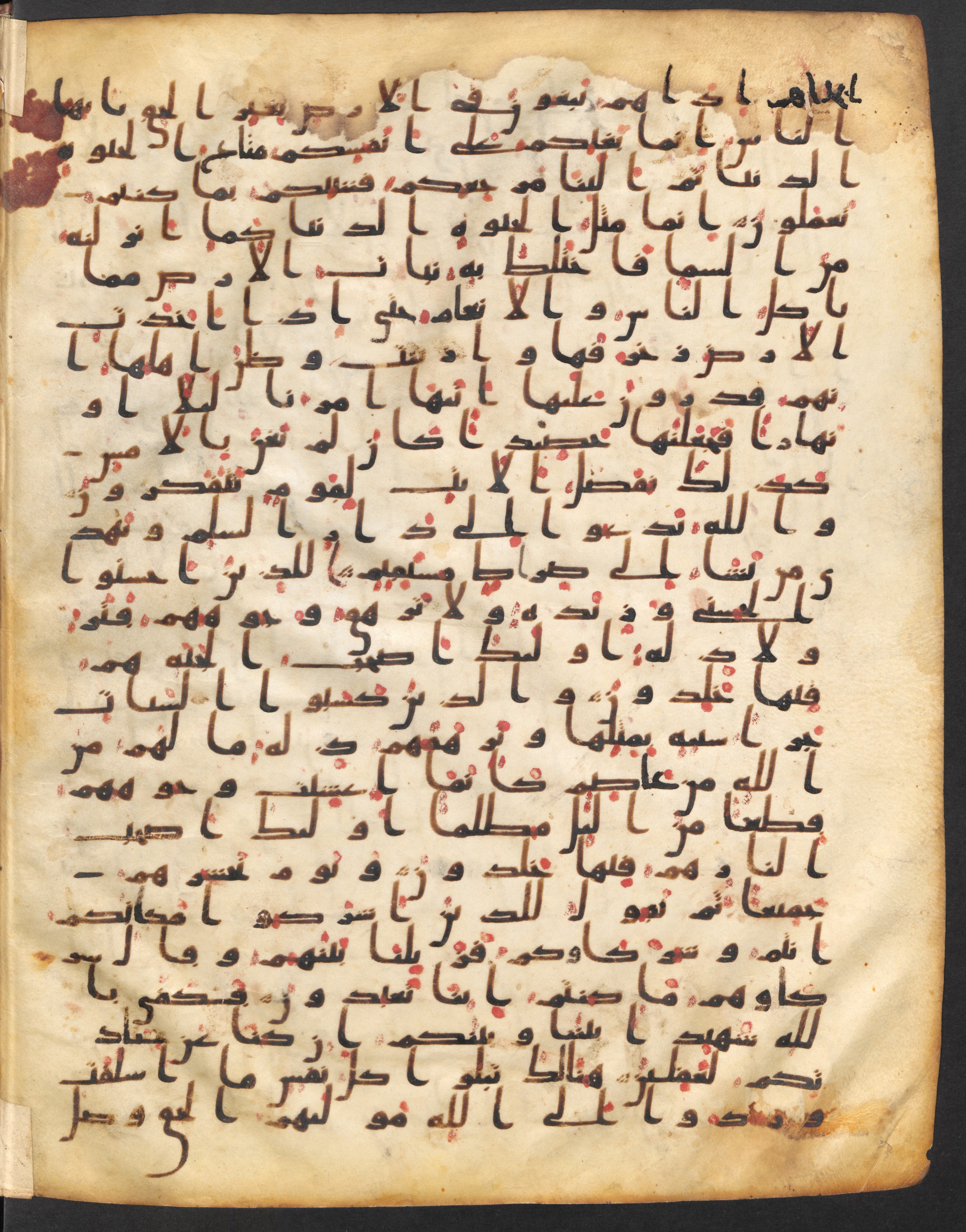 Staatsbibliothek zu Berlin, Ms. or. fol. 4313 (Scan 4), in Ḥiǧāzī (close to type II) script, showing Surah 10:30 from Mid to Late 7th Century AD found in Fustat (Old Cairo), Egypt, currently housed at Staatsbibliothek zu Berlin, Berlin