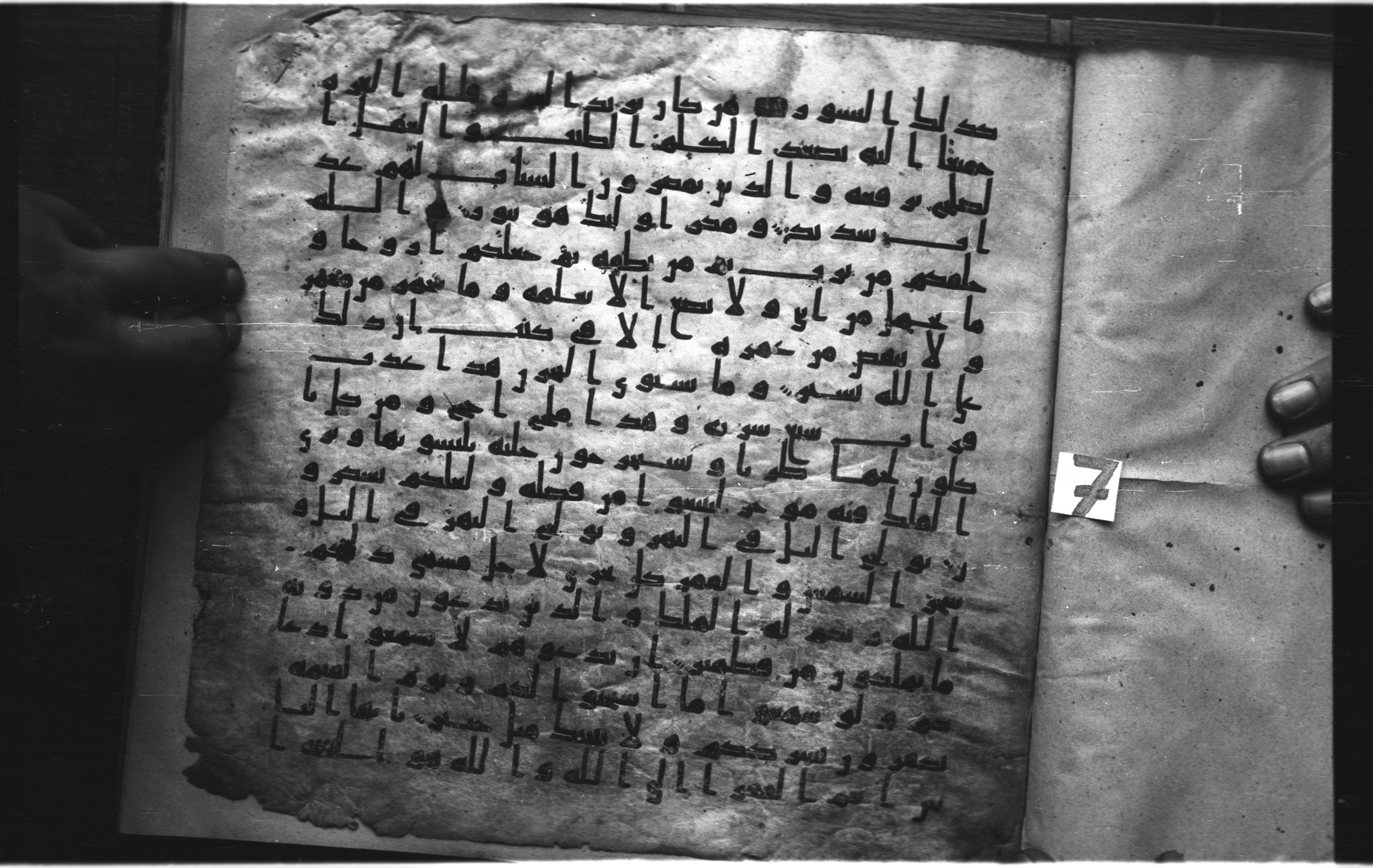 Staatsbibliothek zu Berlin, Ms. or. fol. 4313 (Scan 7), in Ḥiǧāzī (close to type II) script, showing Surah 35:9 from Mid to Late 7th Century AD found in Fustat (Old Cairo), Egypt, currently housed at Staatsbibliothek zu Berlin, Berlin