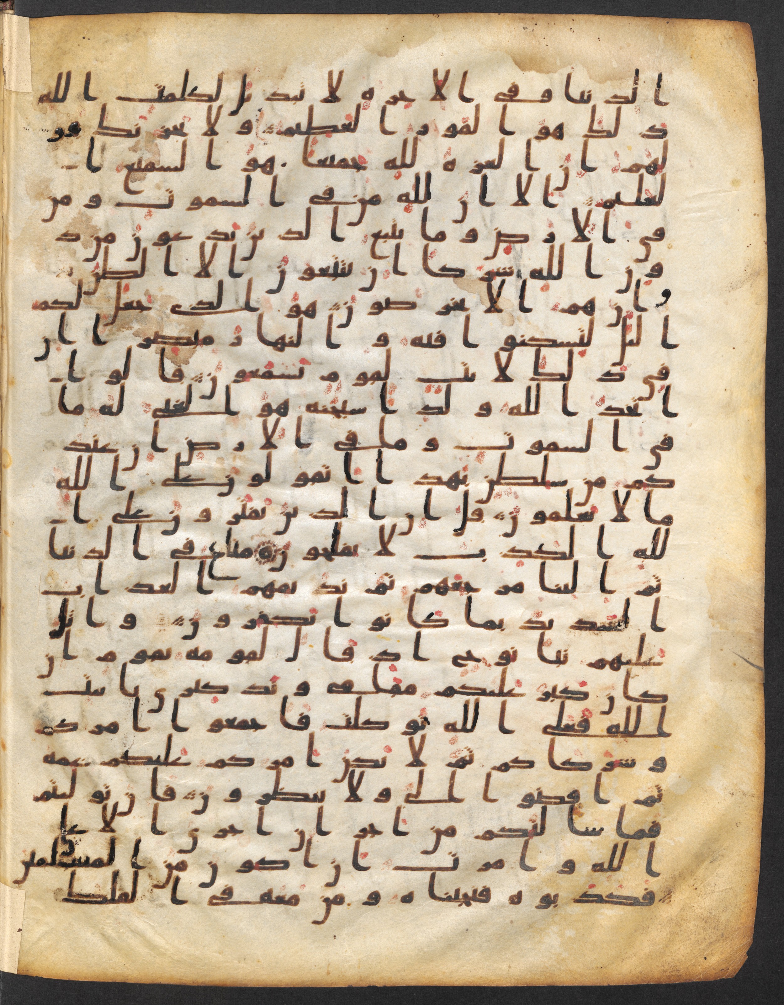 Staatsbibliothek zu Berlin, Ms. or. fol. 4313 (Scan 2), in Ḥiǧāzī (close to type II) script, showing Surah 10:72 from Mid to Late 7th Century AD found in Fustat (Old Cairo), Egypt, currently housed at Staatsbibliothek zu Berlin, Berlin