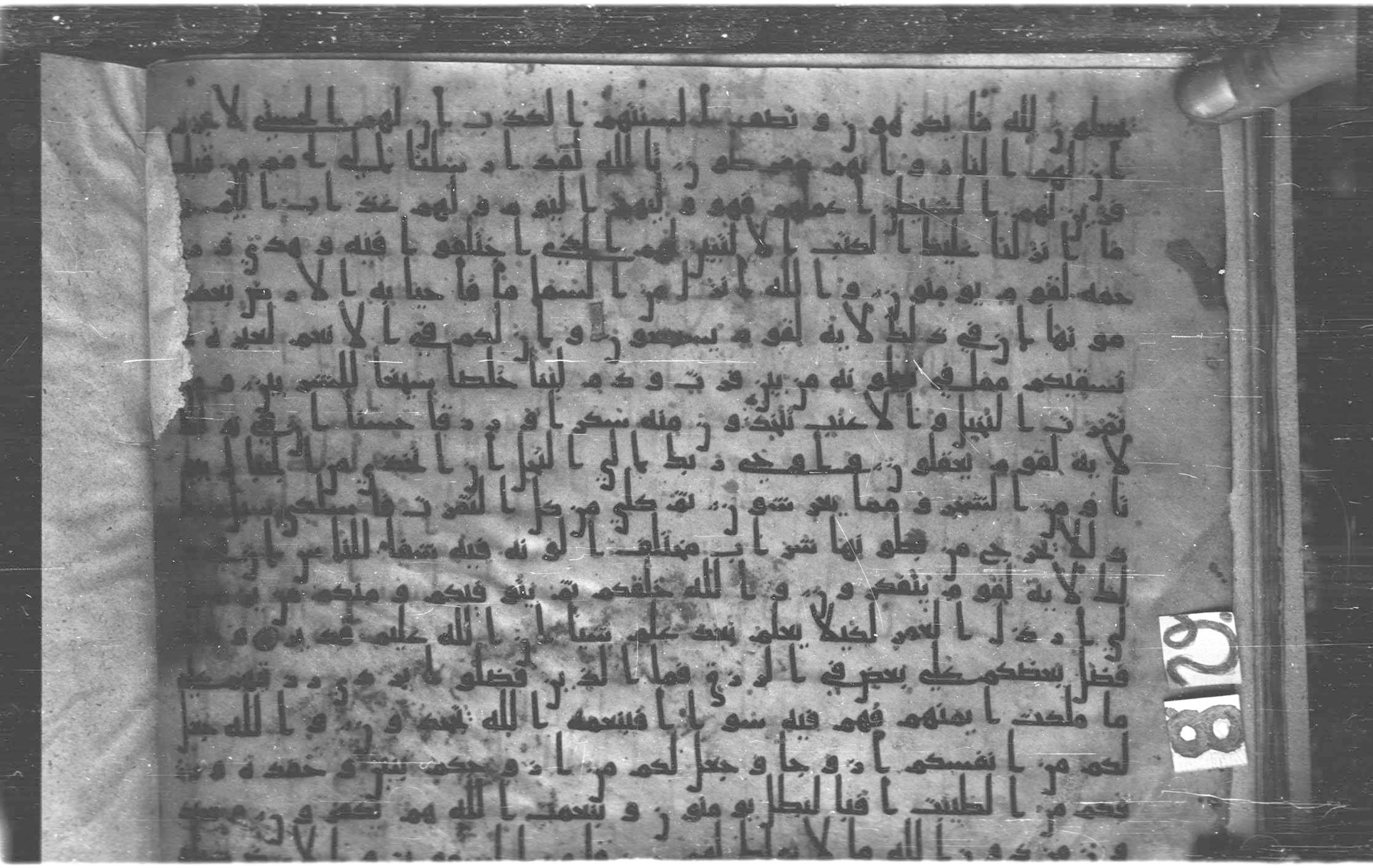 Paris, Bibliothèque nationale de France, Arabe 324 (c) (Scan 5), in Kufic C (Graphie C I a) script, showing Surah 16:71 from 8th Century AD found in Fustat (Old Cairo), Egypt, currently housed at Bibliothèque nationale de France, Paris