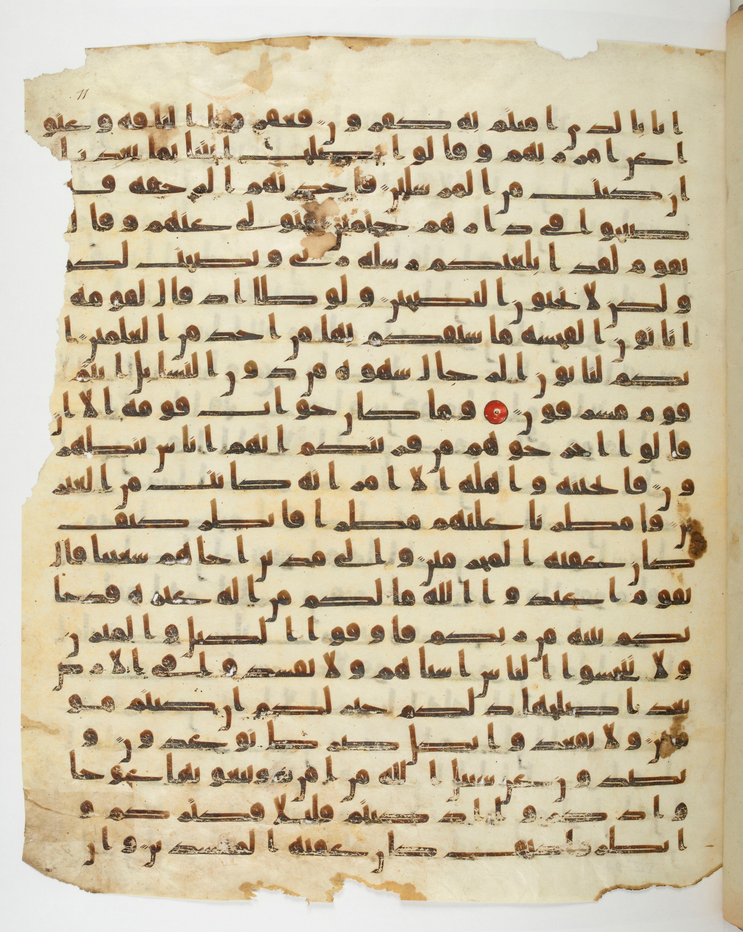 Paris, Bibliothèque nationale de France, Arabe 332, in Kūfī type C.Ia (influenced by Ḥiǧāzī IV and Kūfī B.I) script, showing Surah 7:83 from 8th Century AD found in Fustat (Old Cairo), Egypt, currently housed at Bibliothèque nationale de France, Paris