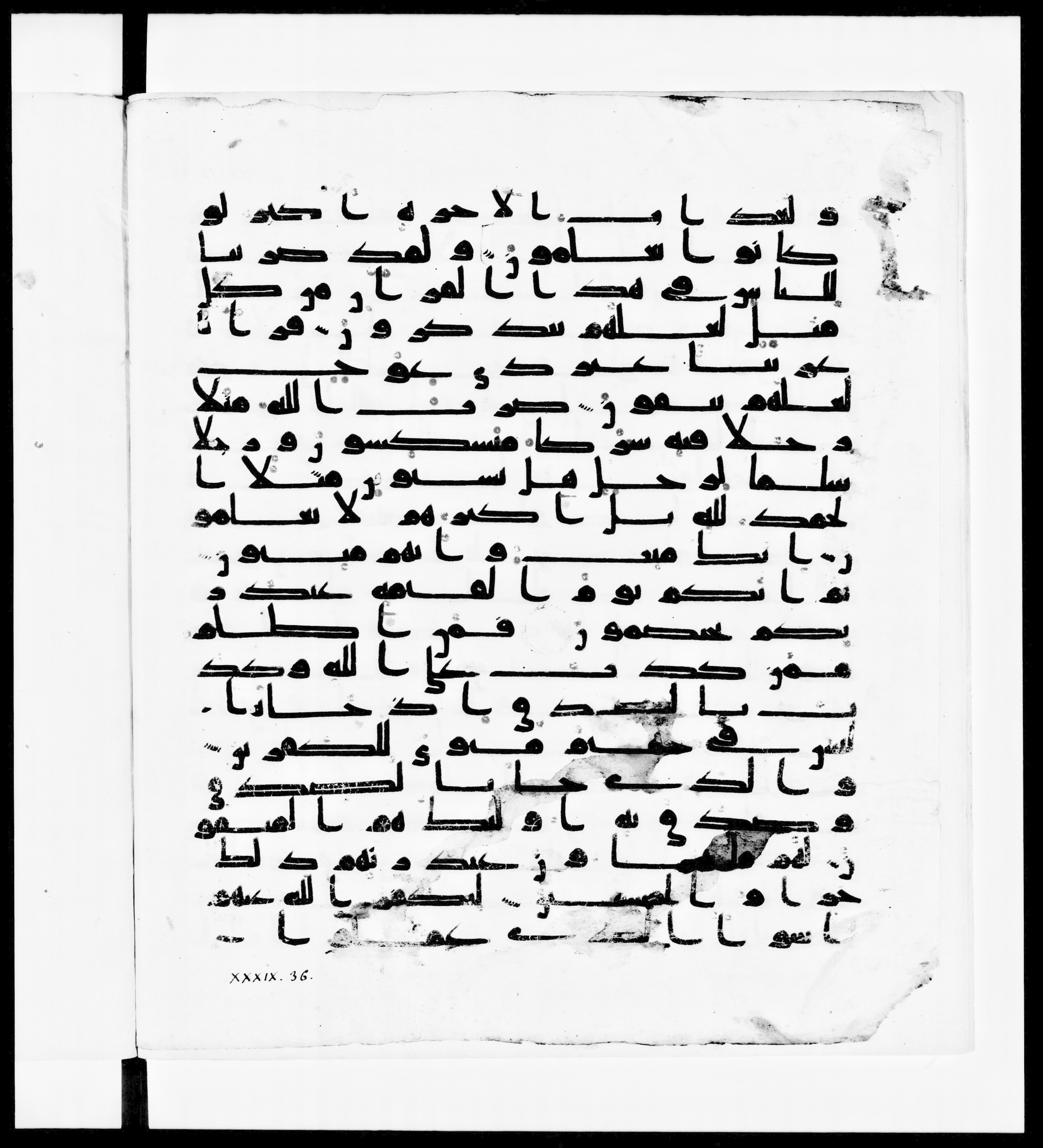 Paris, Bibliothèque nationale de France, Arabe 336, in Kūfī D.IV script, showing Surah 39:32 from Mid 8th to Late 10th Century AD found in Fustat (Old Cairo), Egypt, currently housed at Bibliothèque nationale de France, Paris