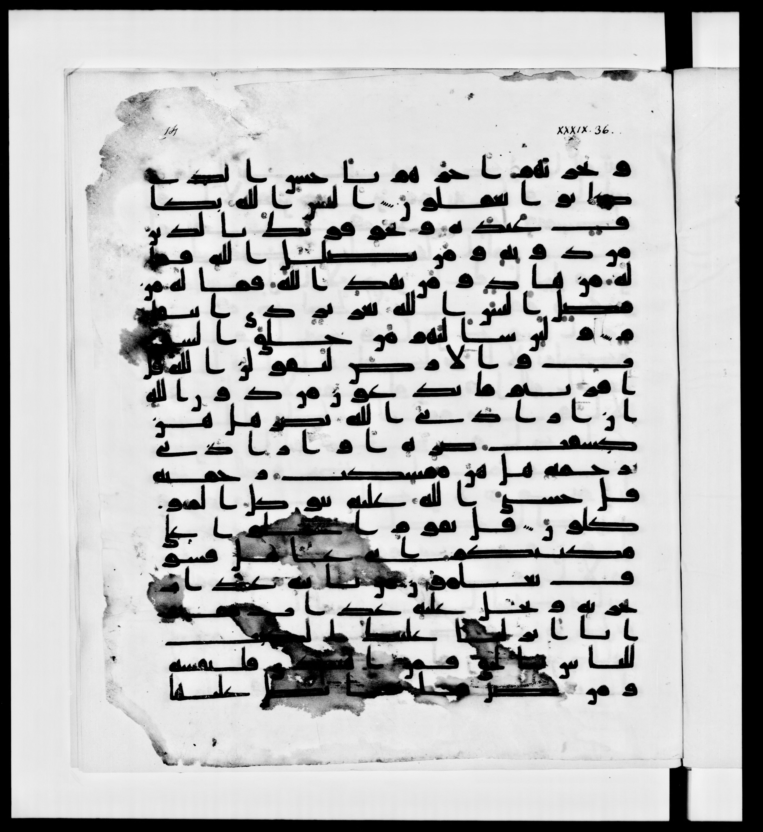 Paris, Bibliothèque nationale de France, Arabe 336 (Scan 1), in Kūfī D.IV script, showing Surah 39:41 from Mid 8th to Late 10th Century AD found in Fustat (Old Cairo), Egypt, currently housed at Bibliothèque nationale de France, Paris