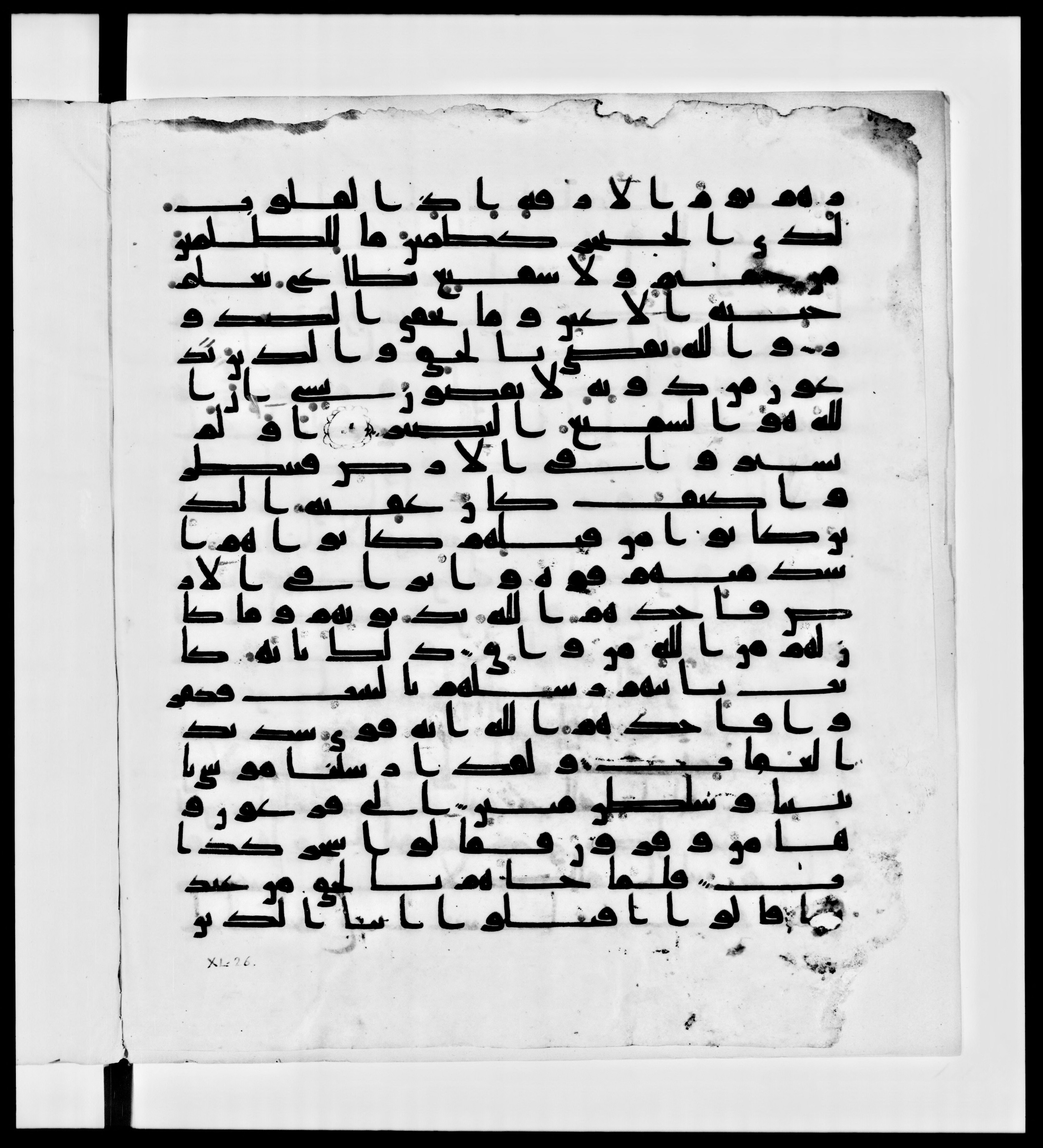 Paris, Bibliothèque nationale de France, Arabe 336, in Kūfī D.IV script, showing Surah 40:21 from Mid 8th to Late 10th Century AD found in Fustat (Old Cairo), Egypt, currently housed at Bibliothèque nationale de France, Paris