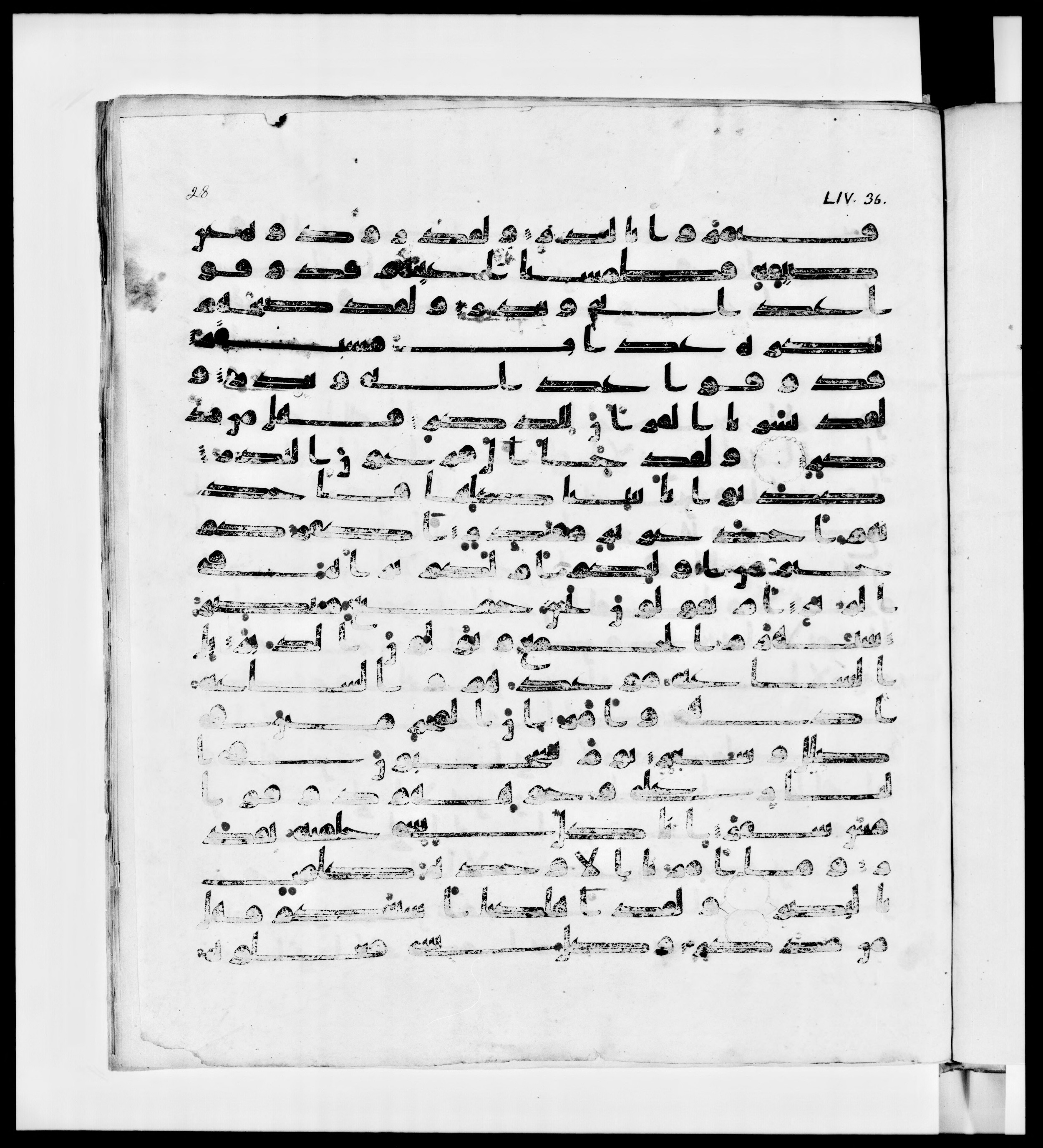 Paris, Bibliothèque nationale de France, Arabe 336, in Kūfī D.IV script, showing Surah 54:39 from Mid 8th to Late 10th Century AD found in Fustat (Old Cairo), Egypt, currently housed at Bibliothèque nationale de France, Paris