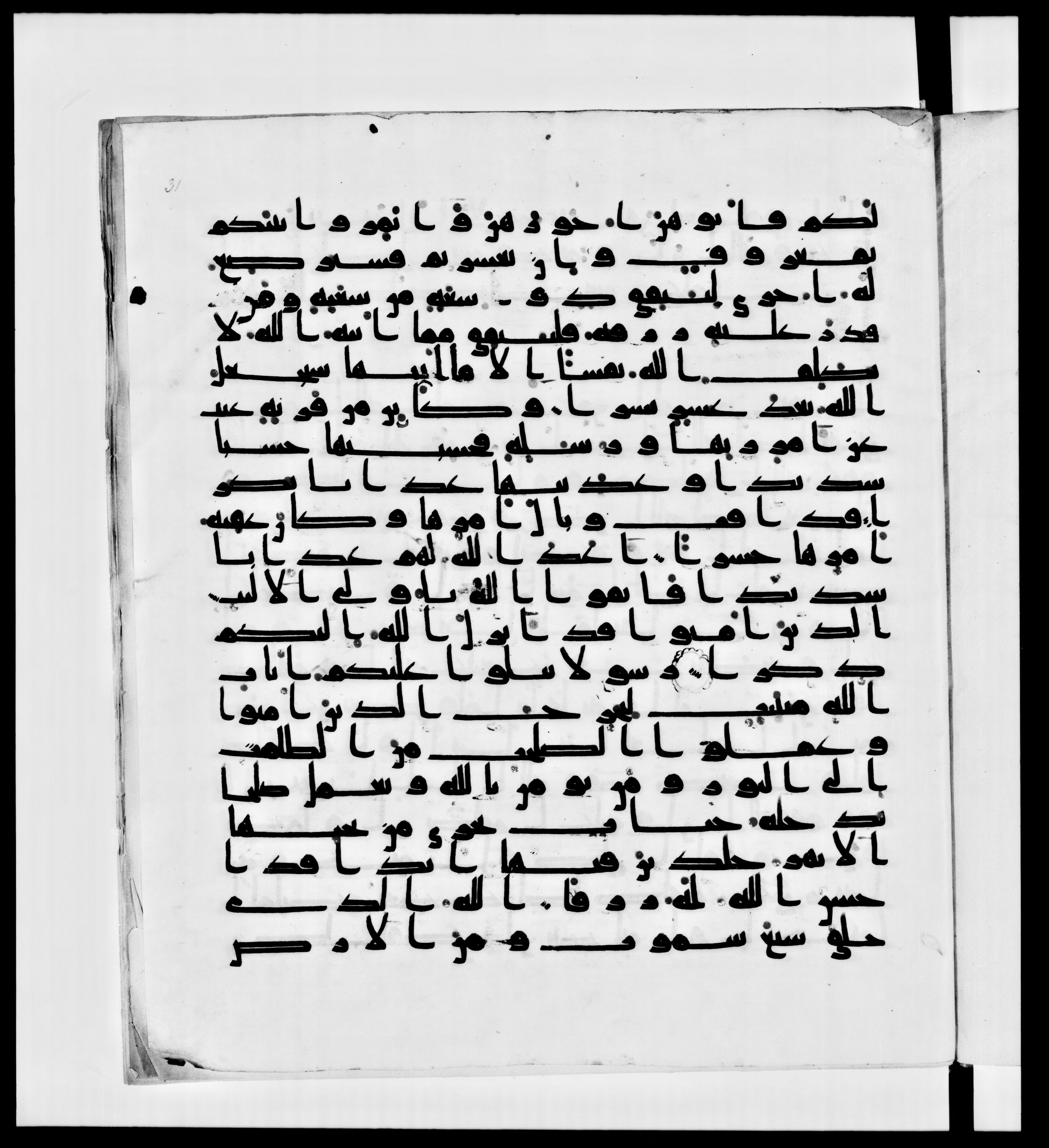 Paris, Bibliothèque nationale de France, Arabe 336, in Kūfī D.IV script, showing Surah 65:7 from Mid 8th to Late 10th Century AD found in Fustat (Old Cairo), Egypt, currently housed at Bibliothèque nationale de France, Paris